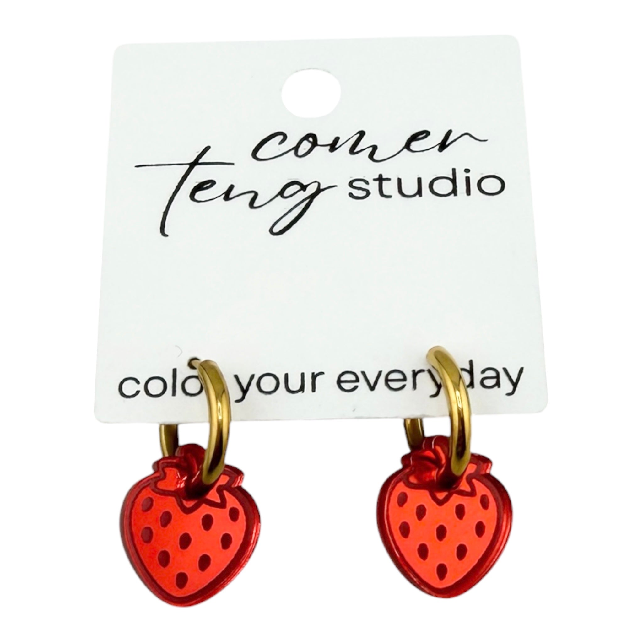 Strawberry Charm Hoop Earrings