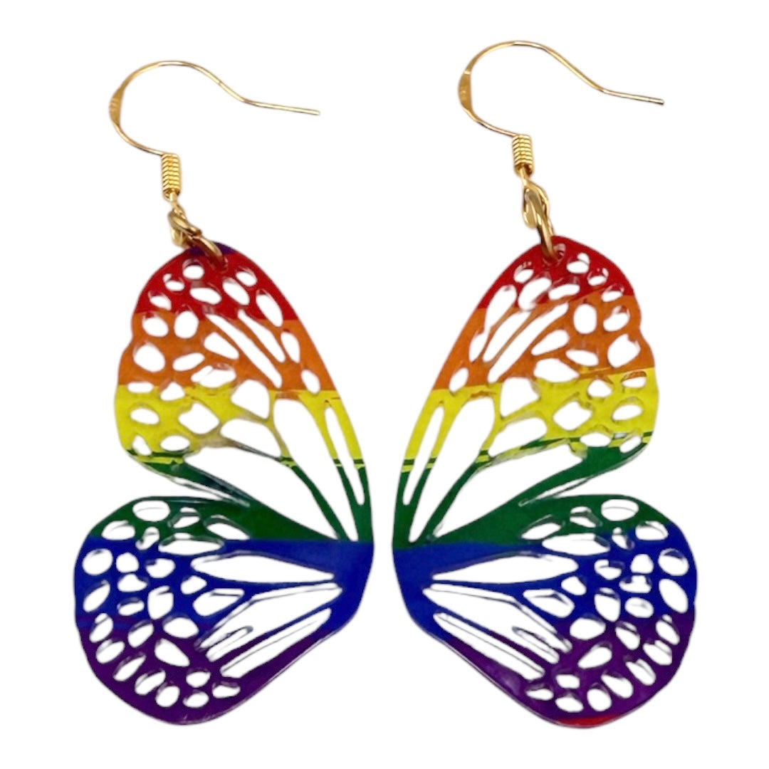 🌈 Small Rainbow Butterfly Wing Earrings