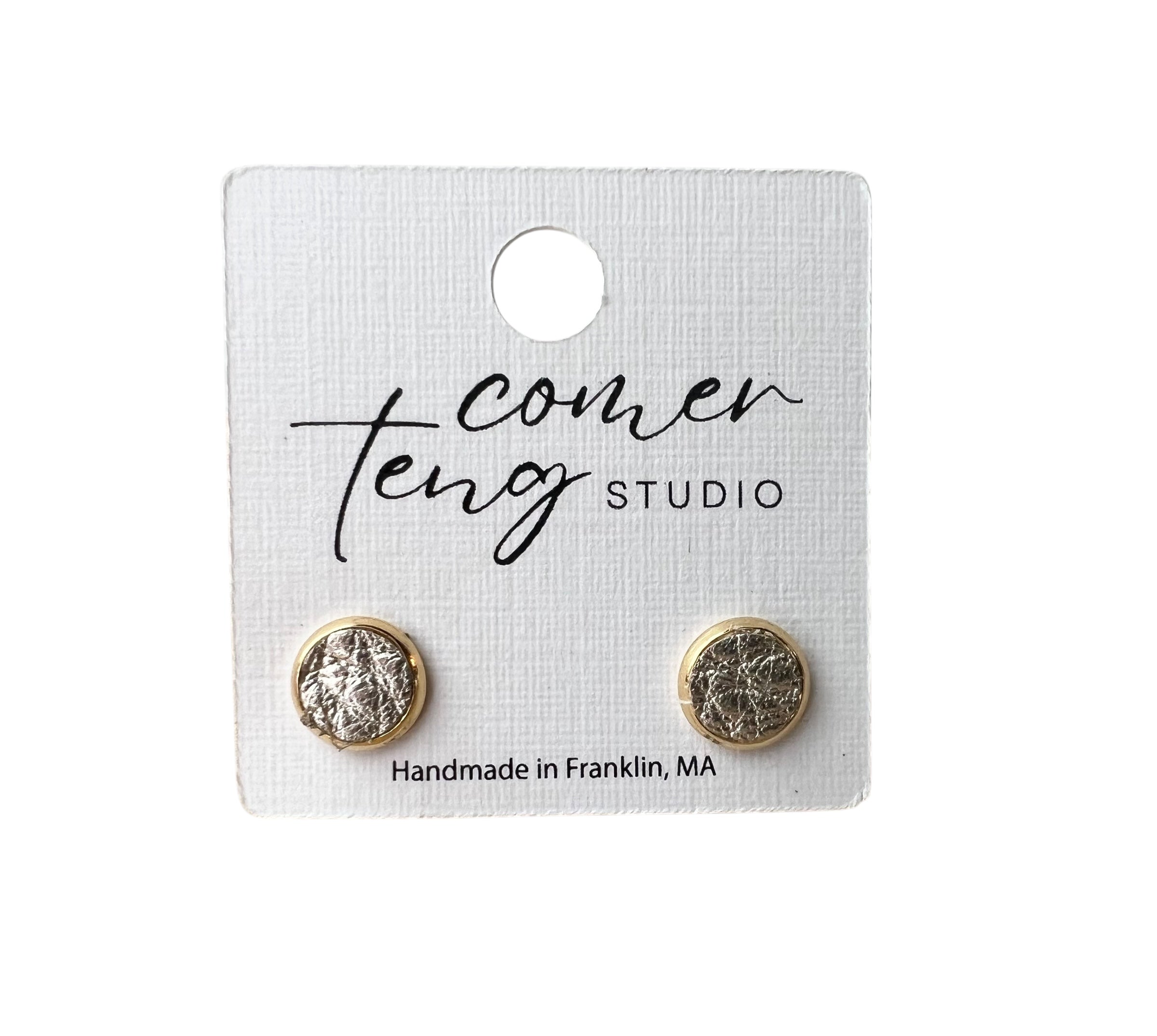 Mini Gold Leather Stud Earrings
