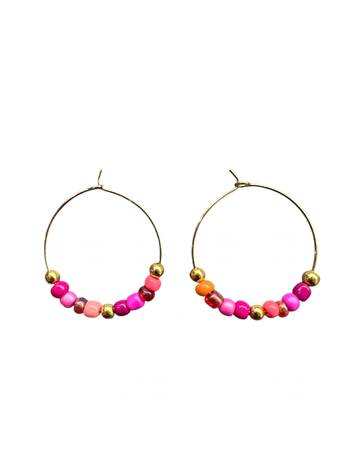 Pink Beaded Hoop Earrings