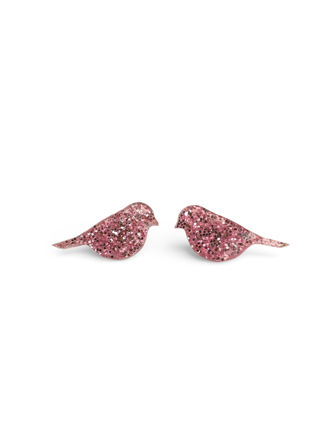 Pink Sparkle Bird Stud Earrings