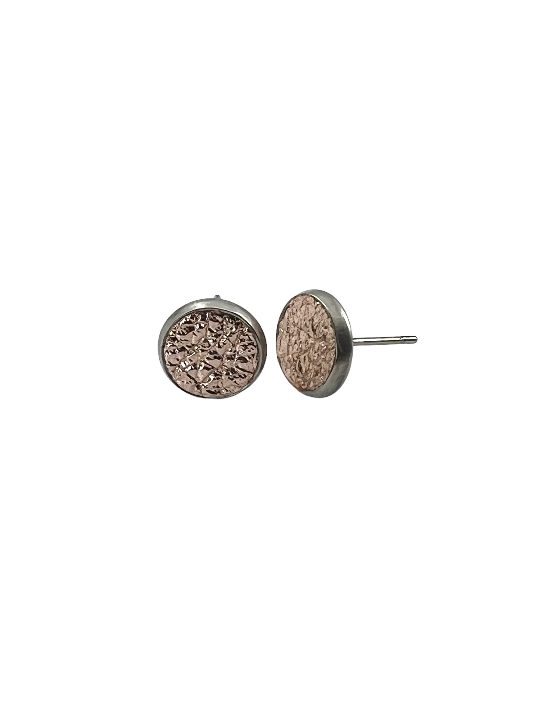 Mini Leather Stud Earrings in Stainless Steel