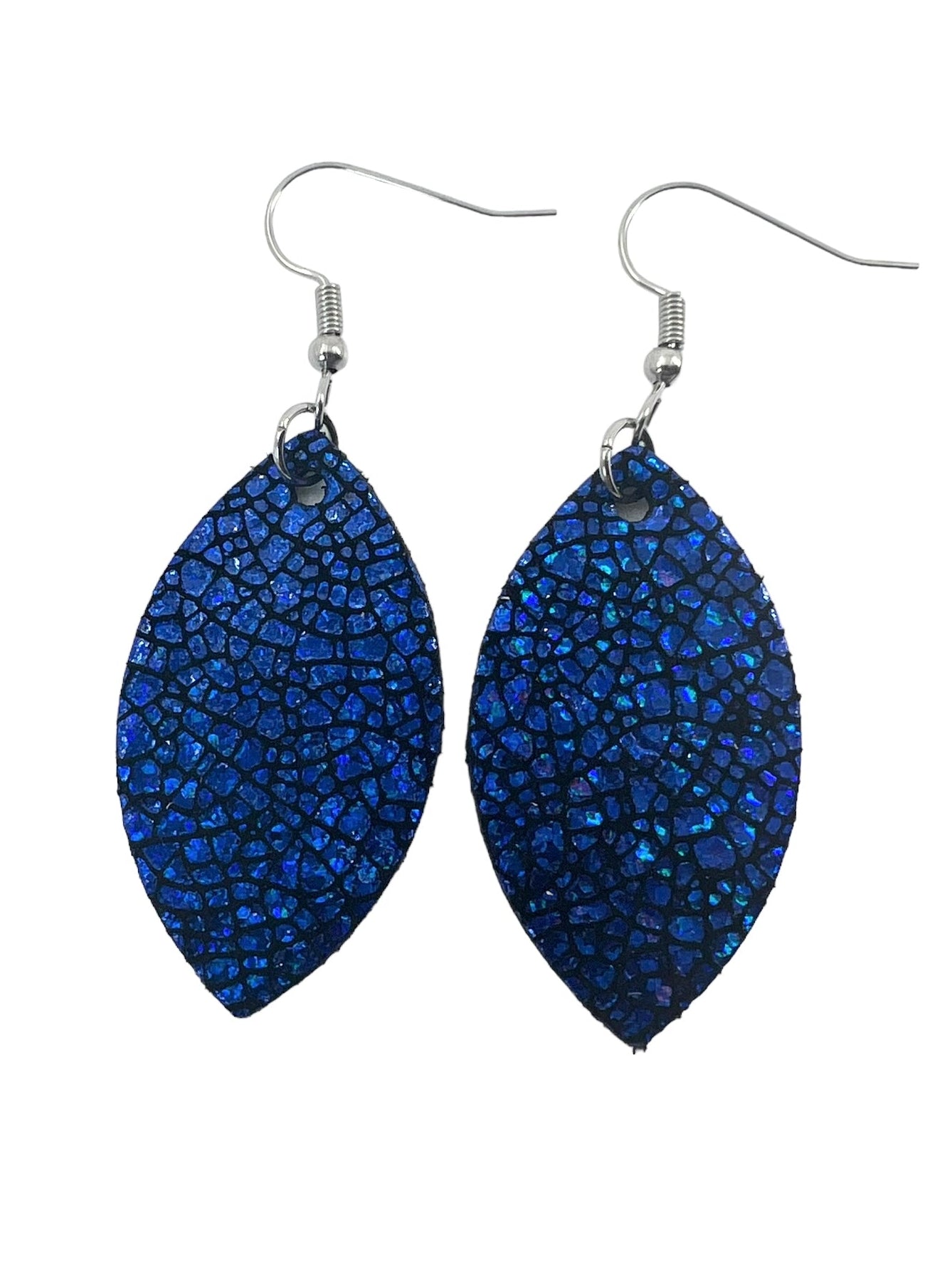 Blue Shimmer Mini Leaf Earrings