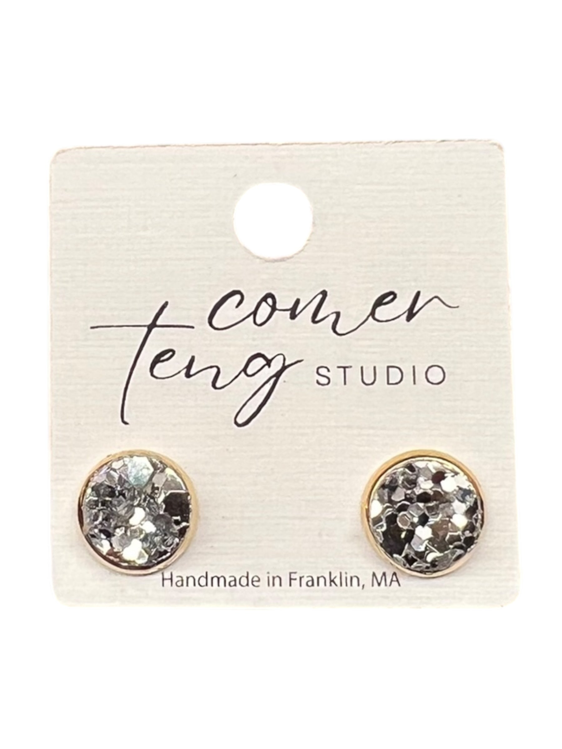 Silver Sparkle Stud Earrings