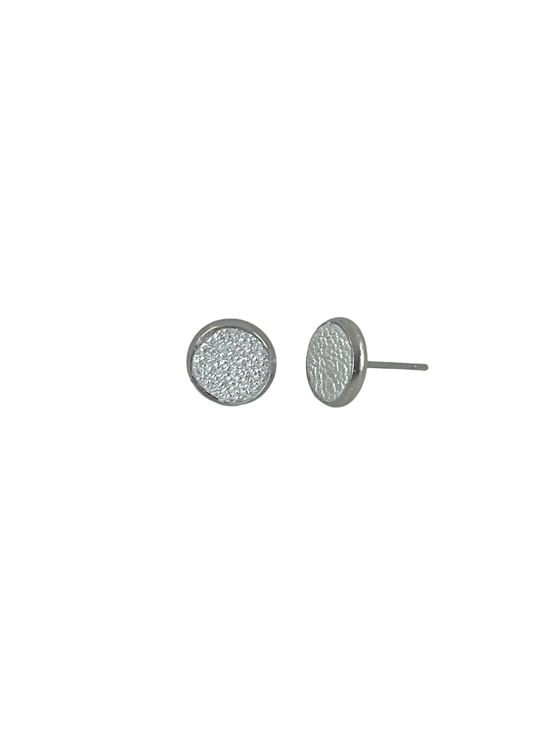 Mini Leather Stud Earrings in Stainless Steel