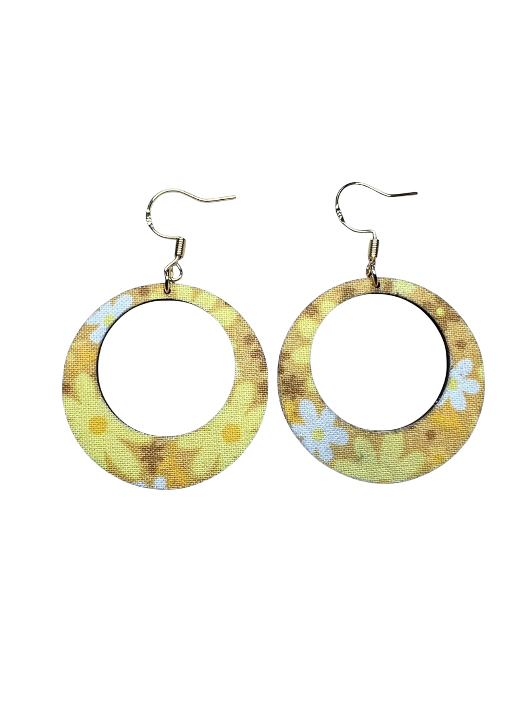 Yellow Floral Hoop Earrings