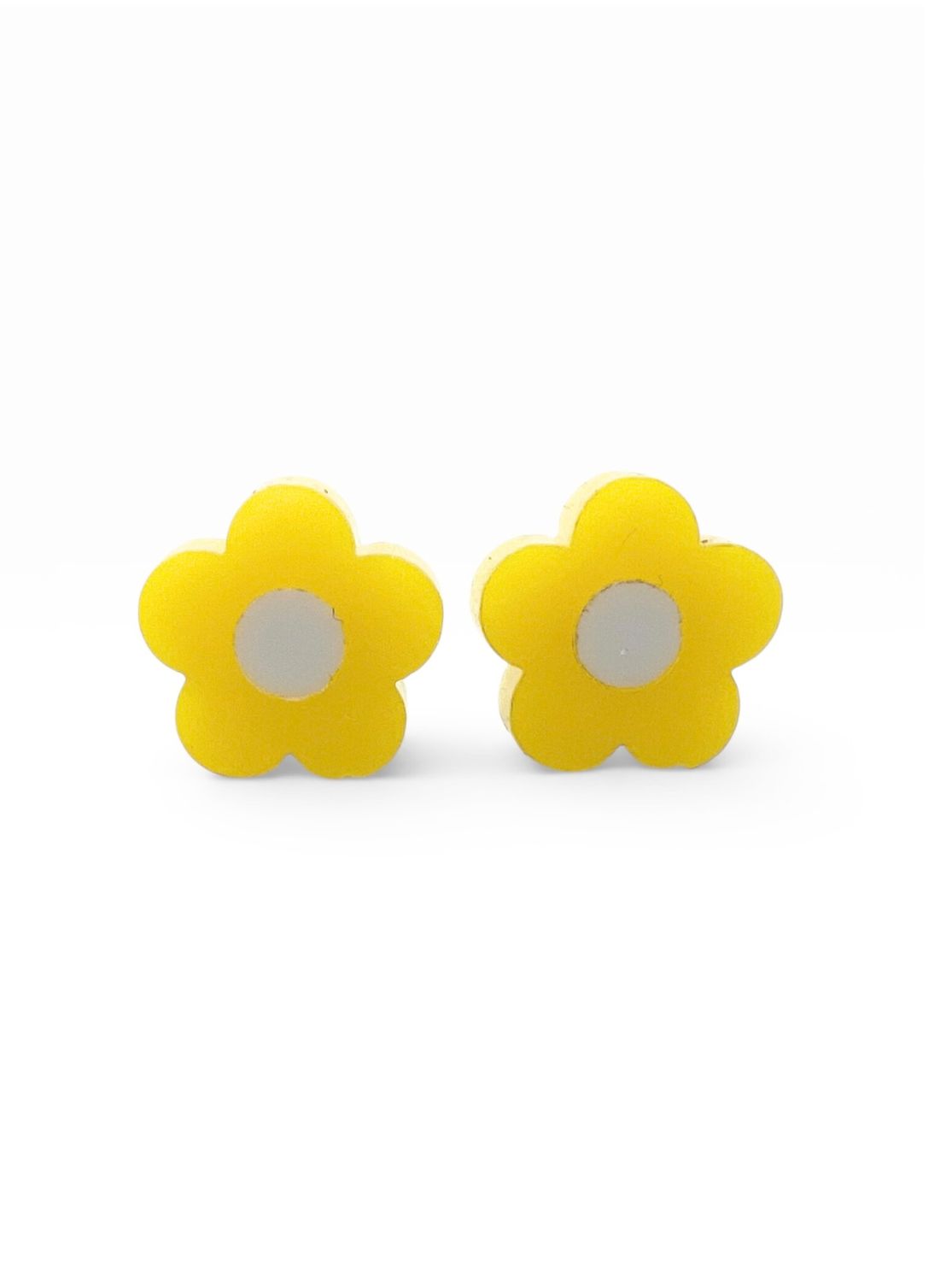 Yellow Daisy Flower Stud Earrings