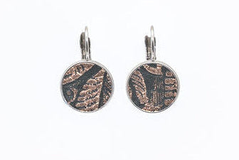 Black/Rose Gold Leverback Earrings — 12 mm — Stainless Steel or Gold Setting