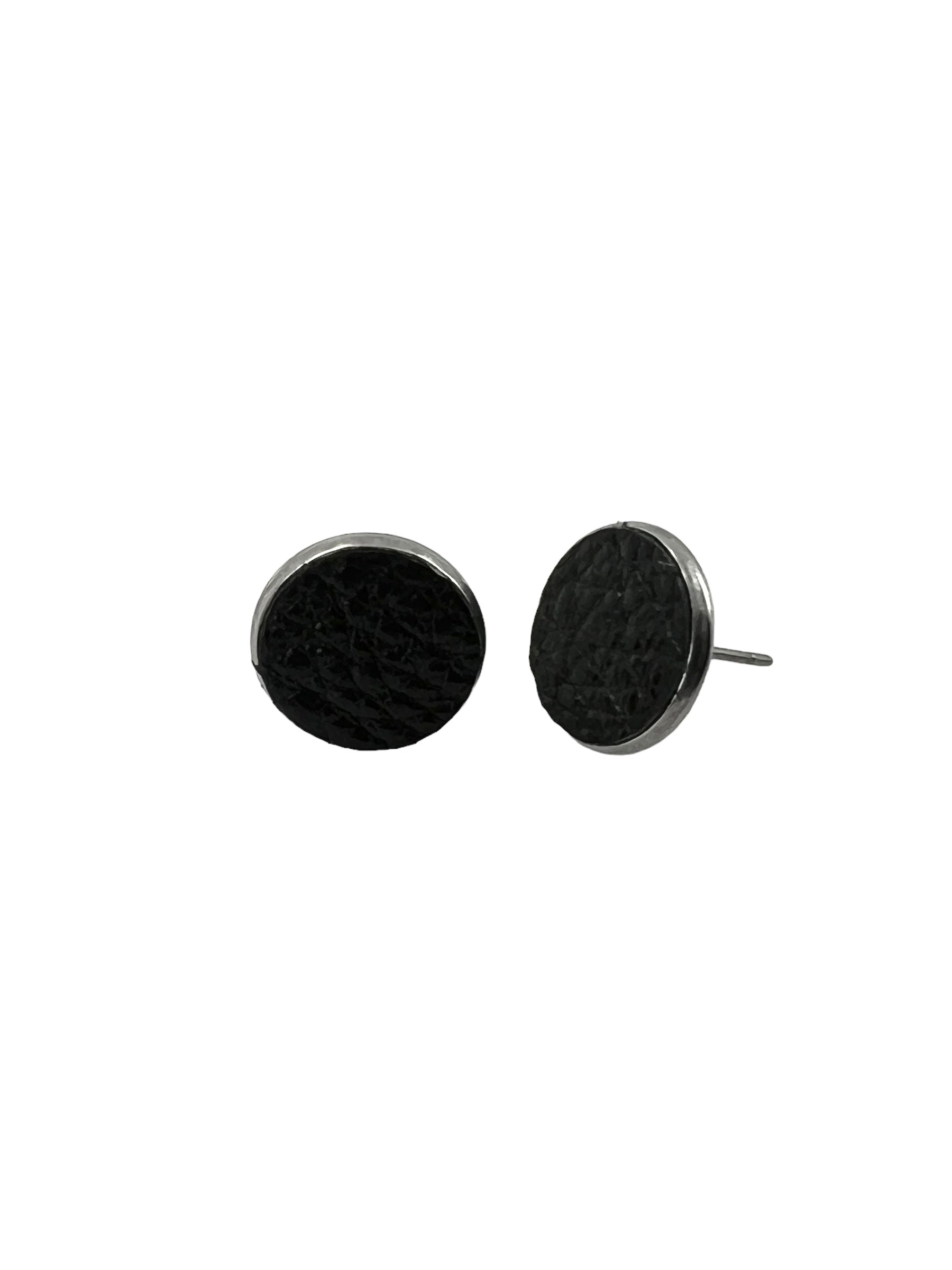 Large Stainless Steel Leather Stud Earrings