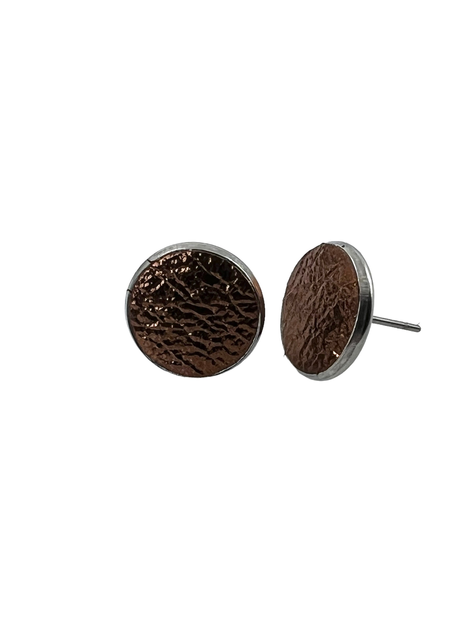 Large Stainless Steel Leather Stud Earrings