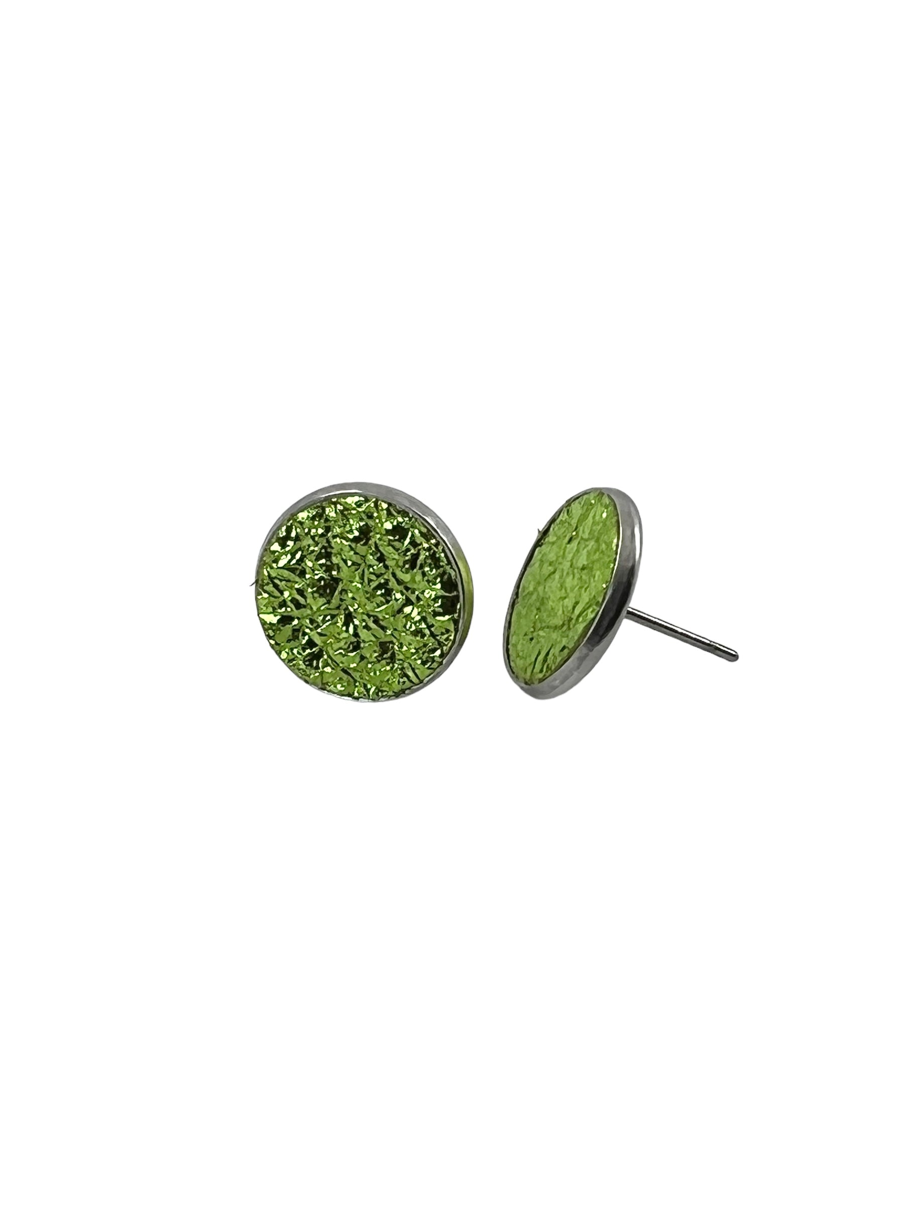 Large Stainless Steel Leather Stud Earrings