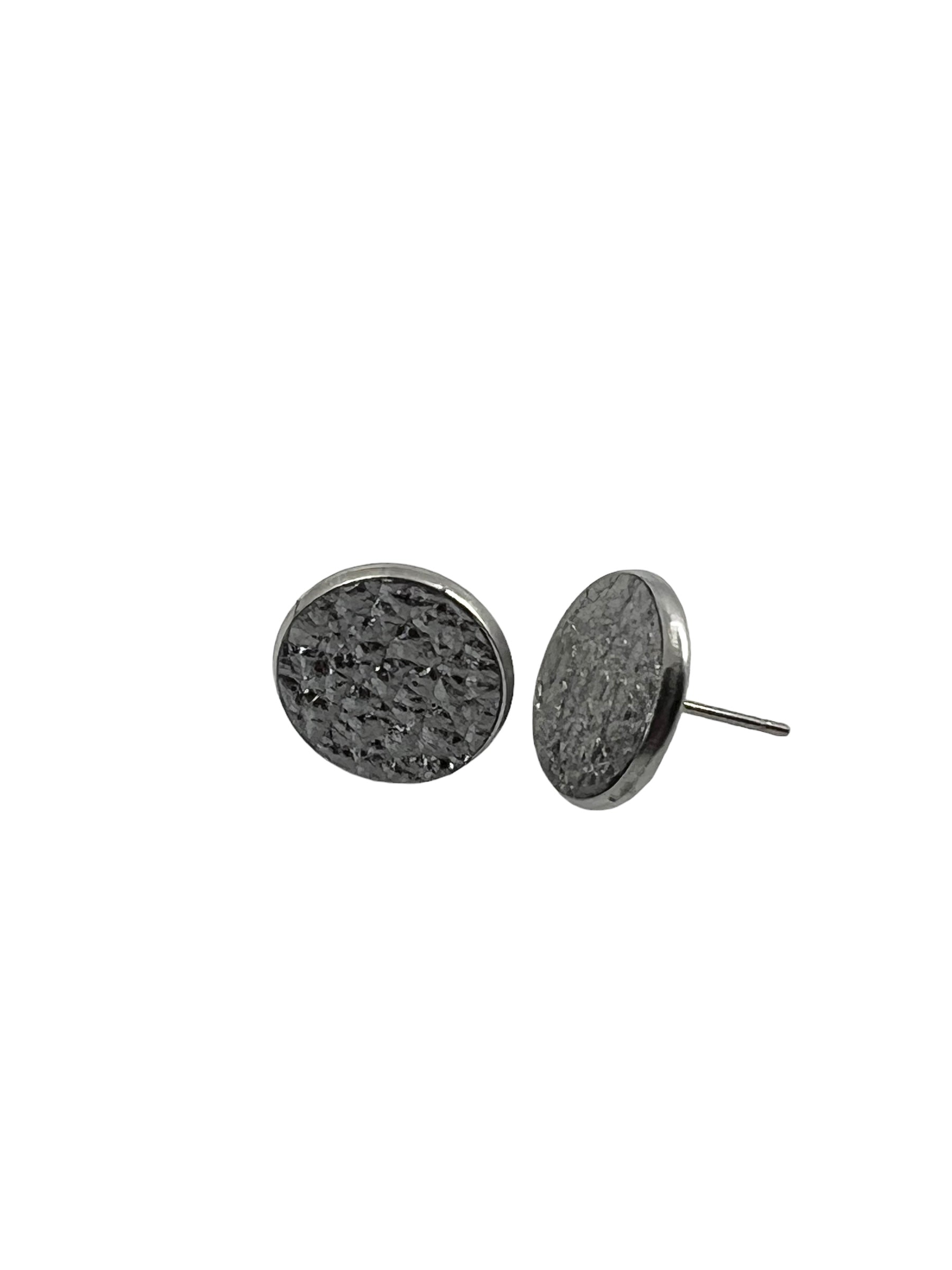 Large Stainless Steel Leather Stud Earrings