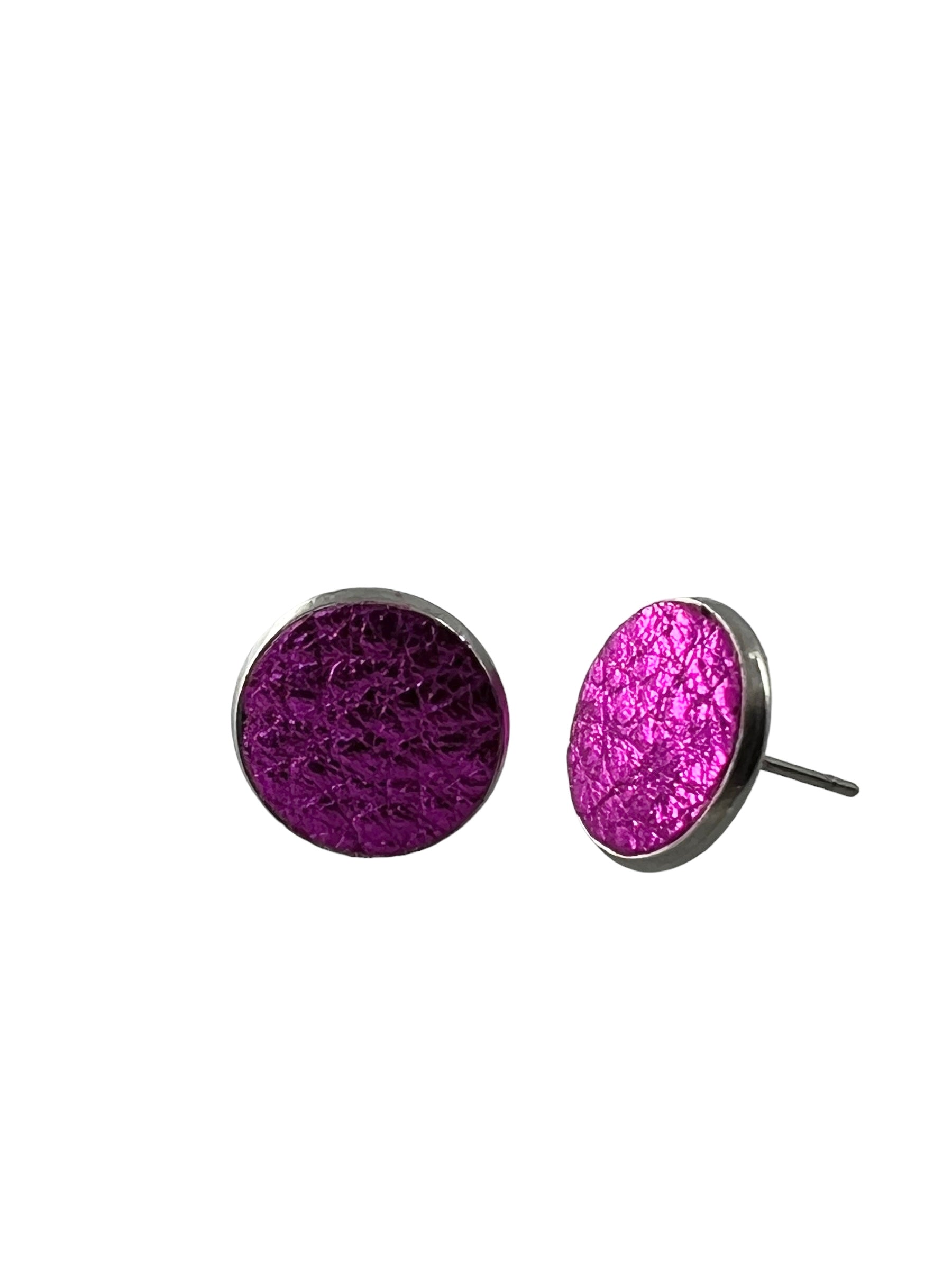 Large Stainless Steel Leather Stud Earrings