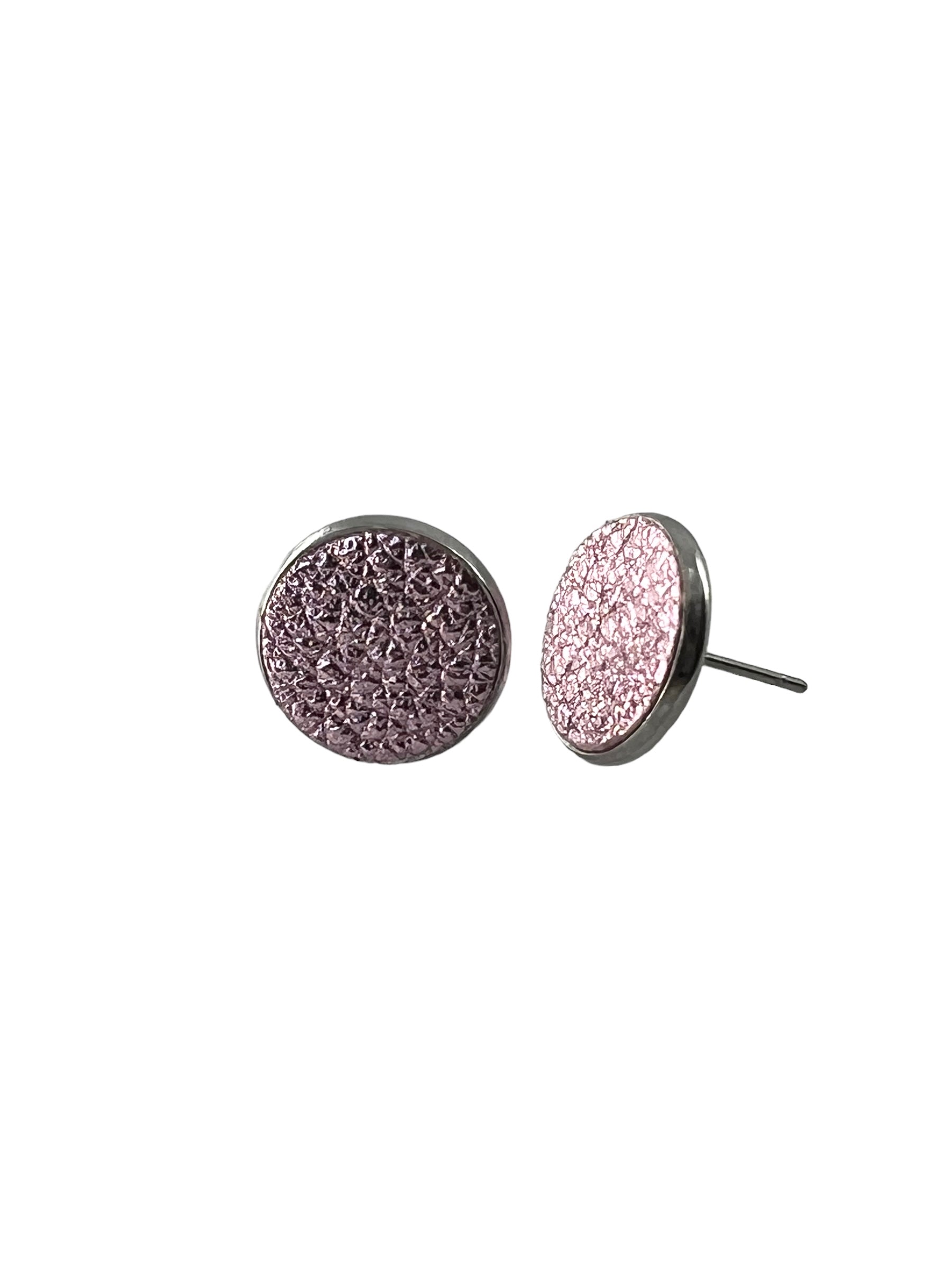 Large Stainless Steel Leather Stud Earrings
