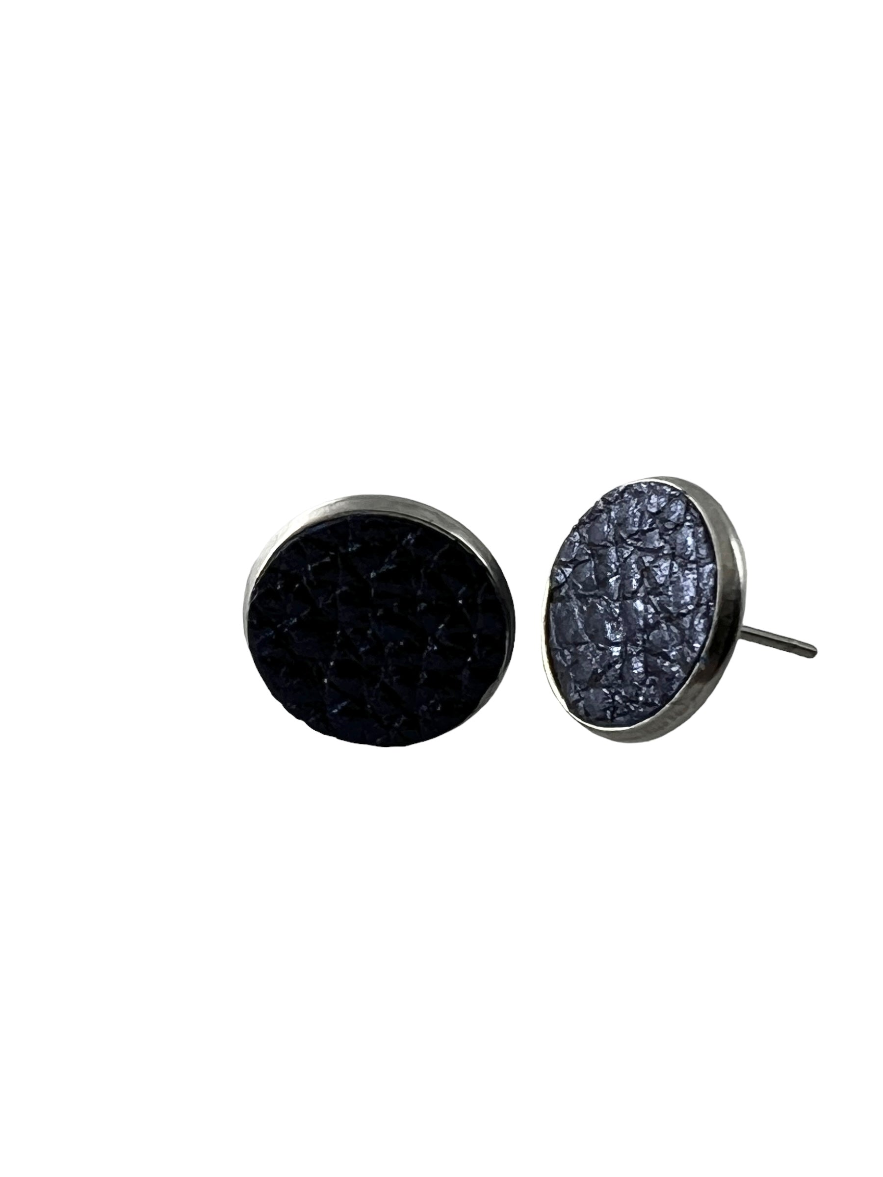 Large Stainless Steel Leather Stud Earrings