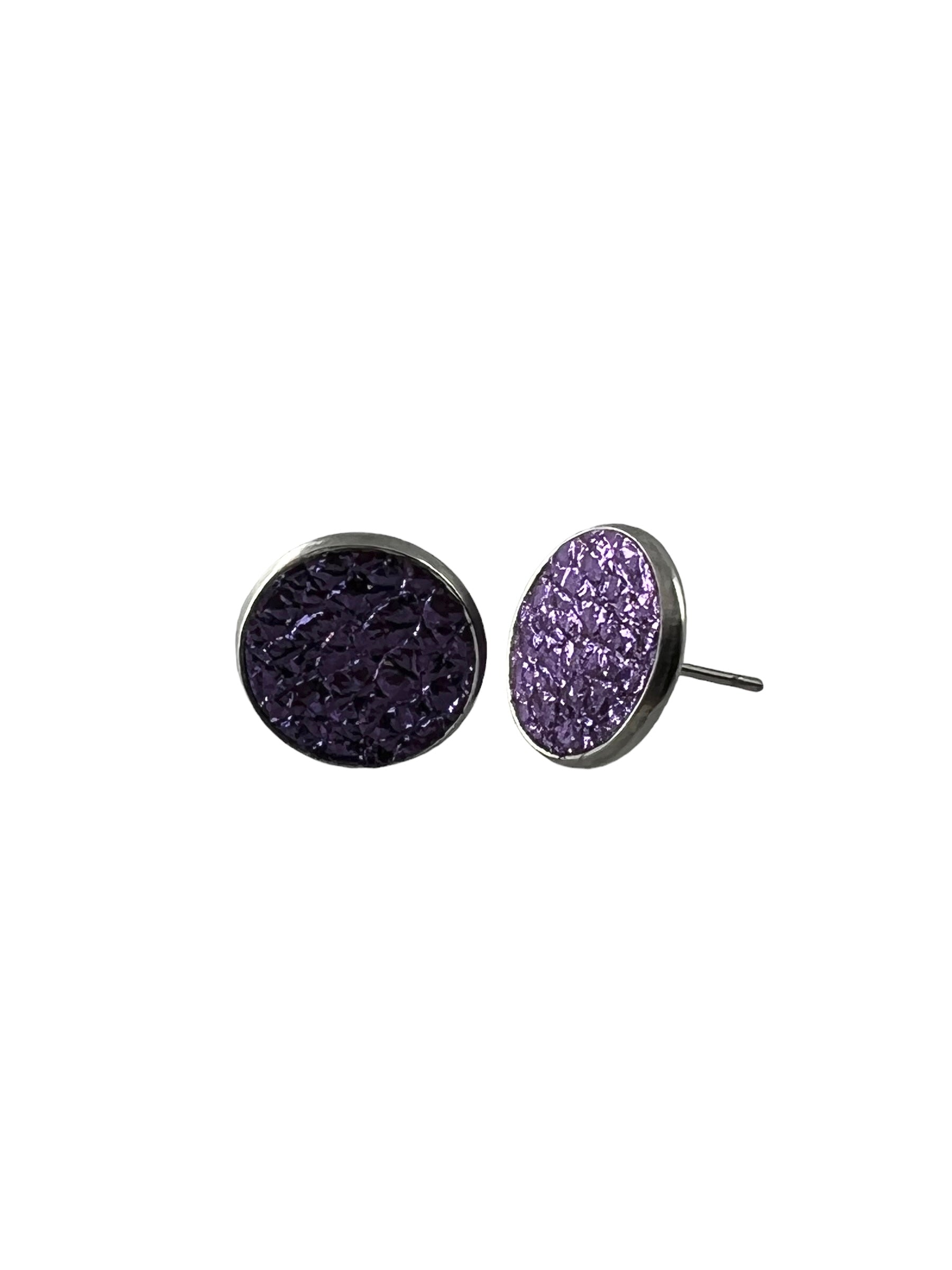 Large Stainless Steel Leather Stud Earrings