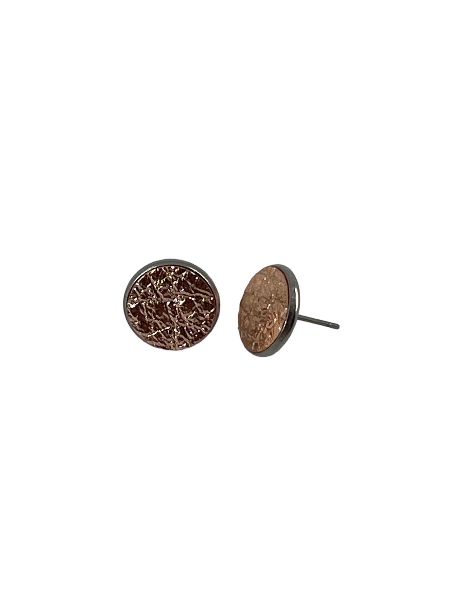 Large Stainless Steel Leather Stud Earrings