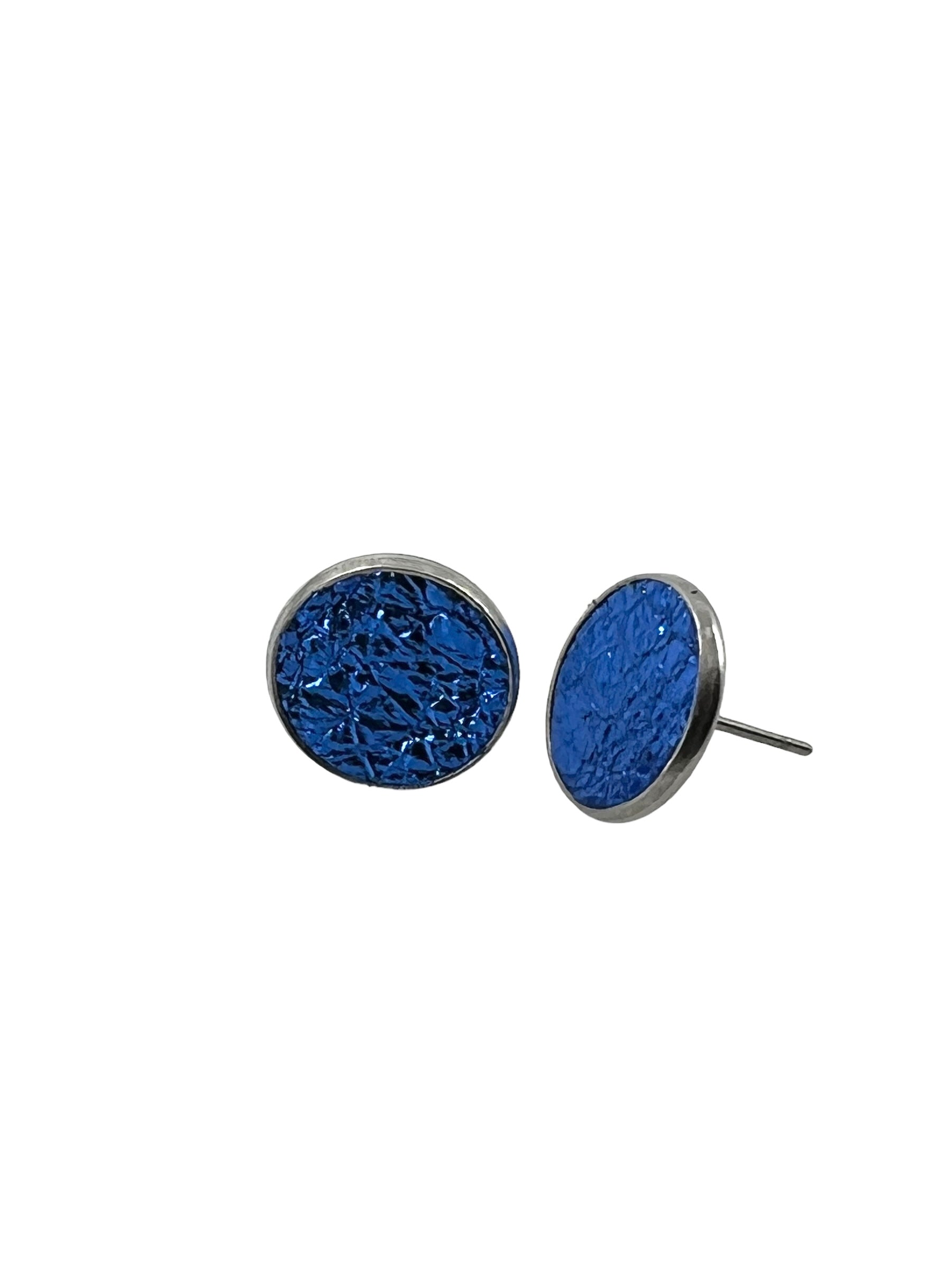 Large Stainless Steel Leather Stud Earrings