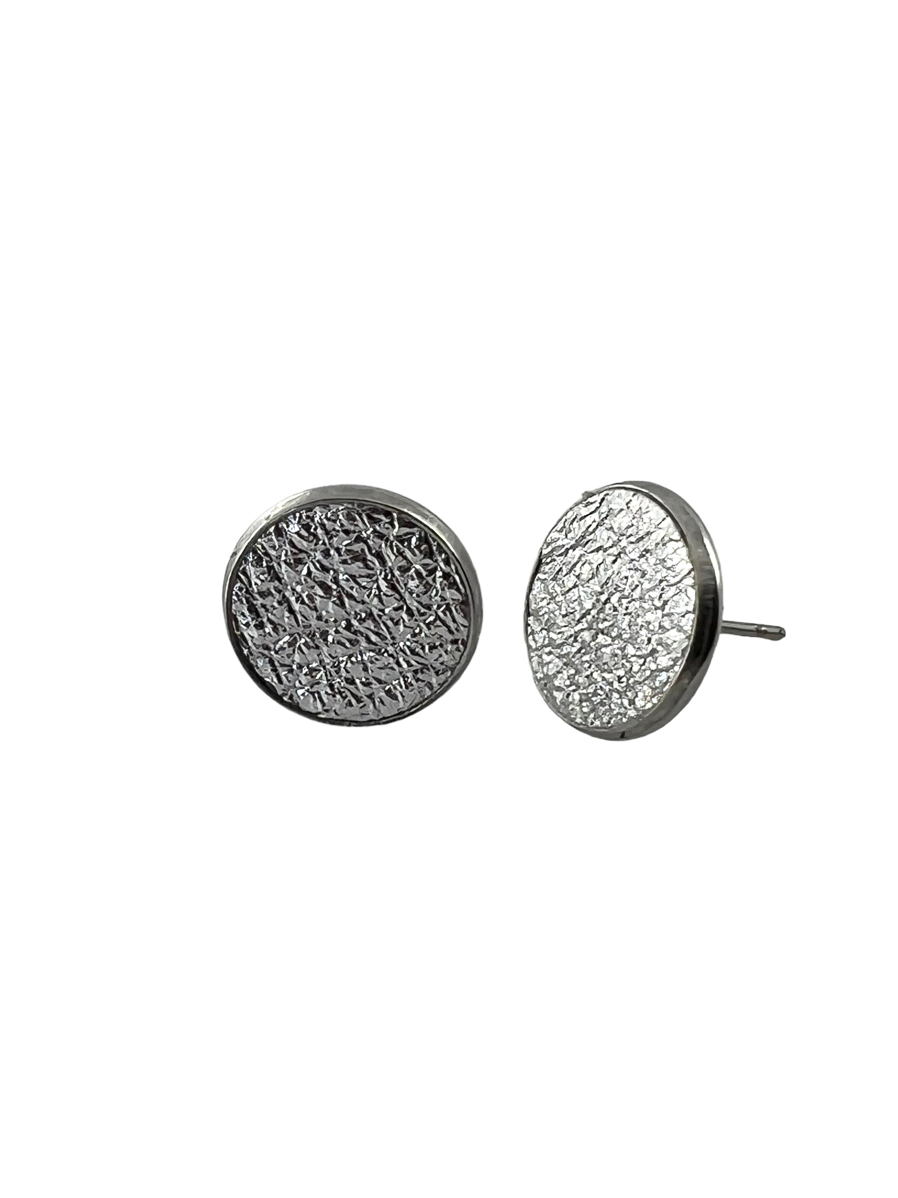 Large Stainless Steel Leather Stud Earrings
