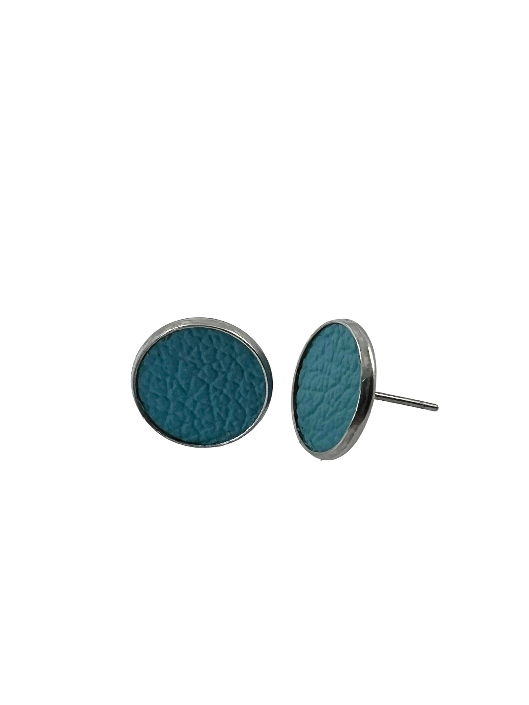 Large Stainless Steel Leather Stud Earrings