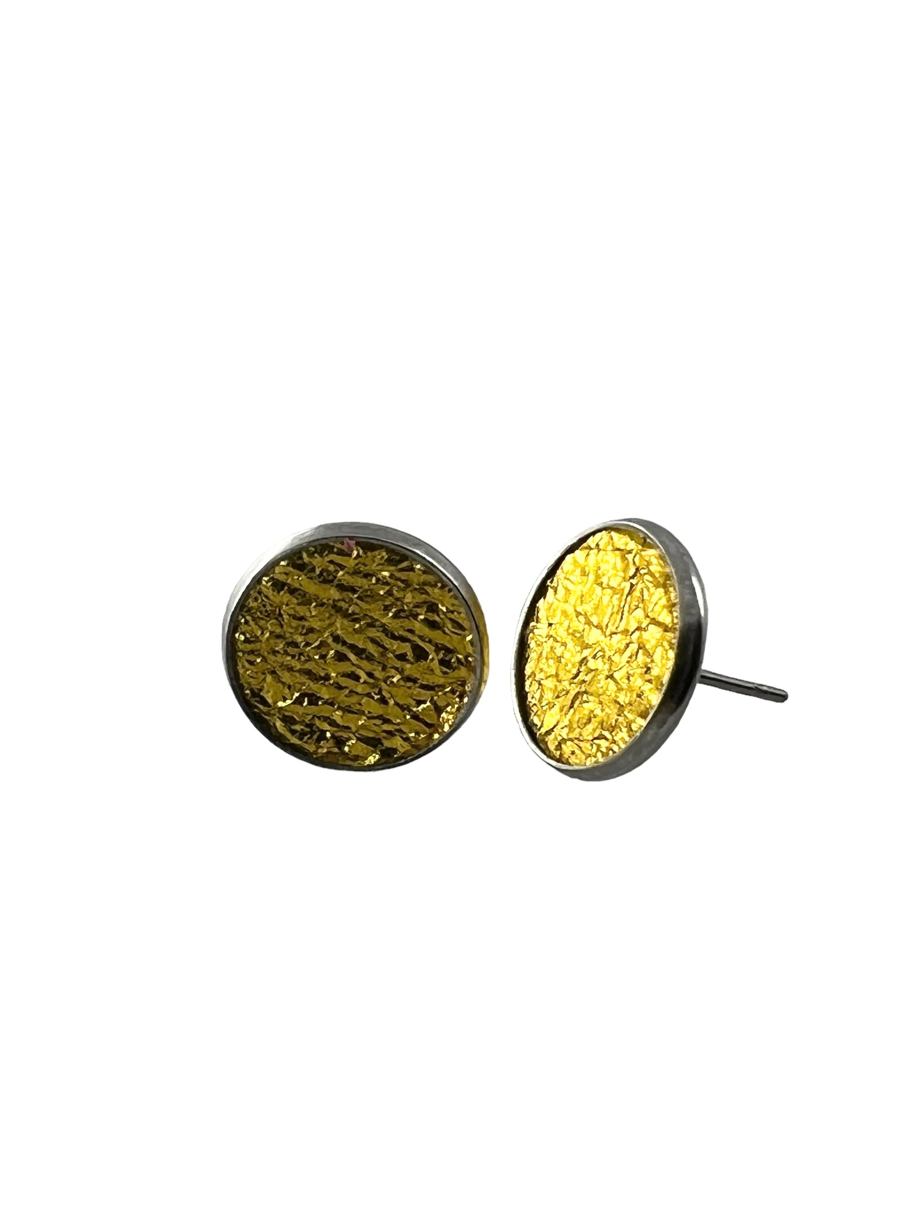 Large Stainless Steel Leather Stud Earrings