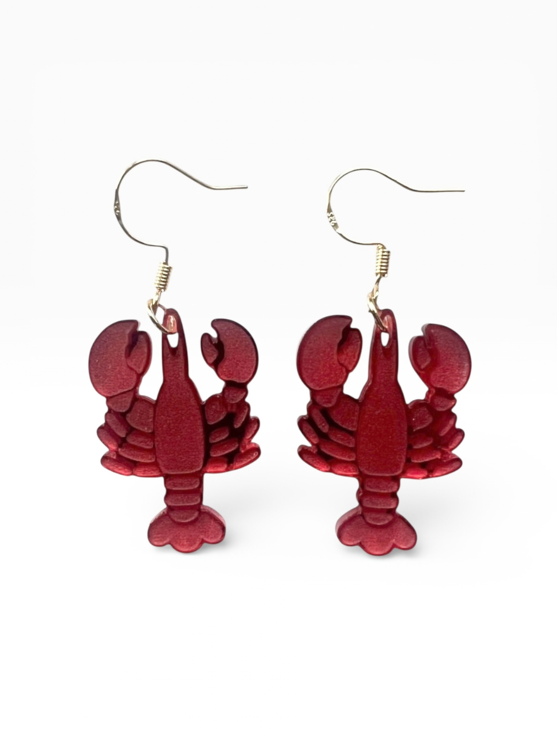 Red Shimmer Lobster Dangle Earrings