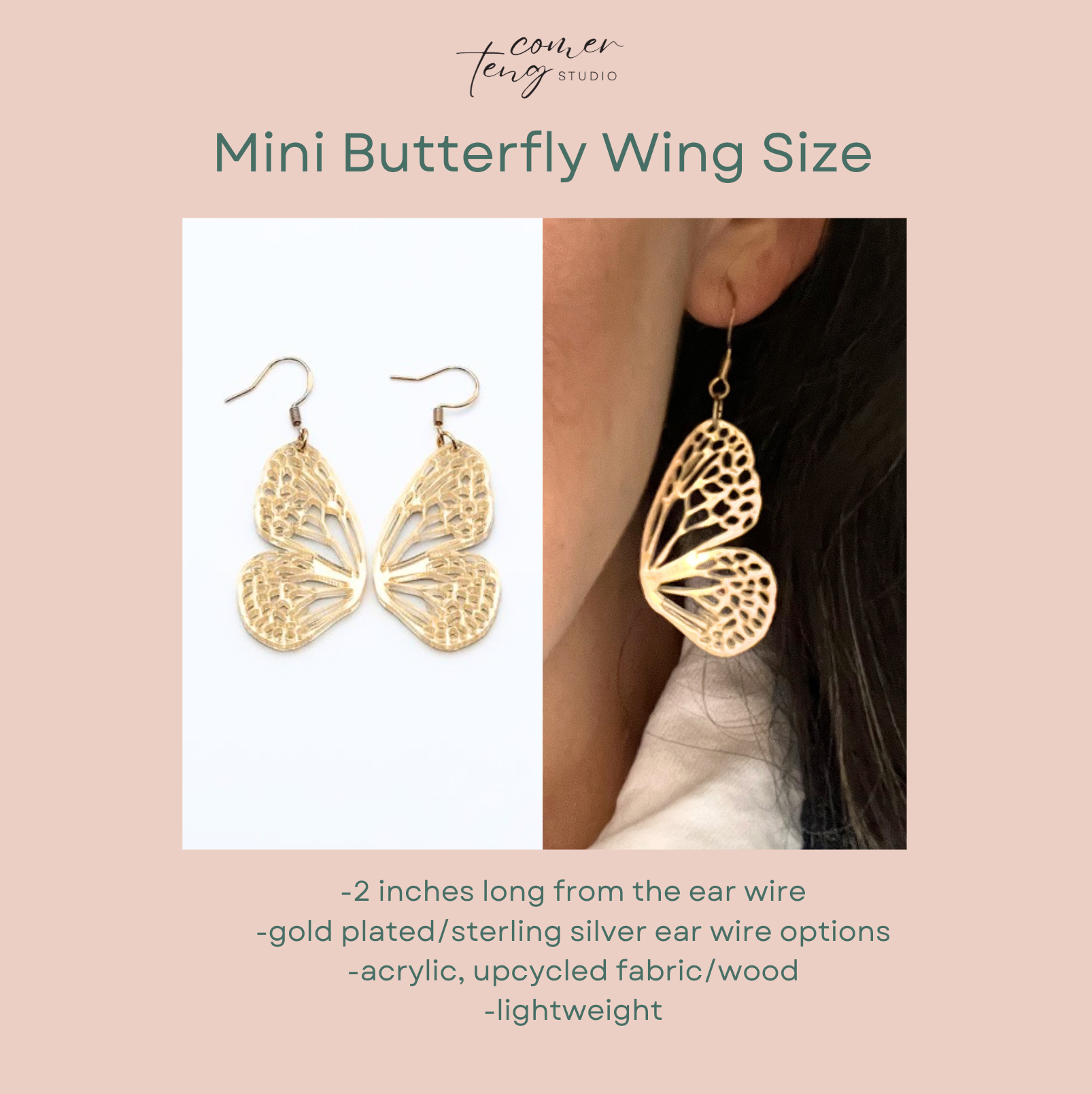 Ocean Acrylic Butterfly Wing Earrings