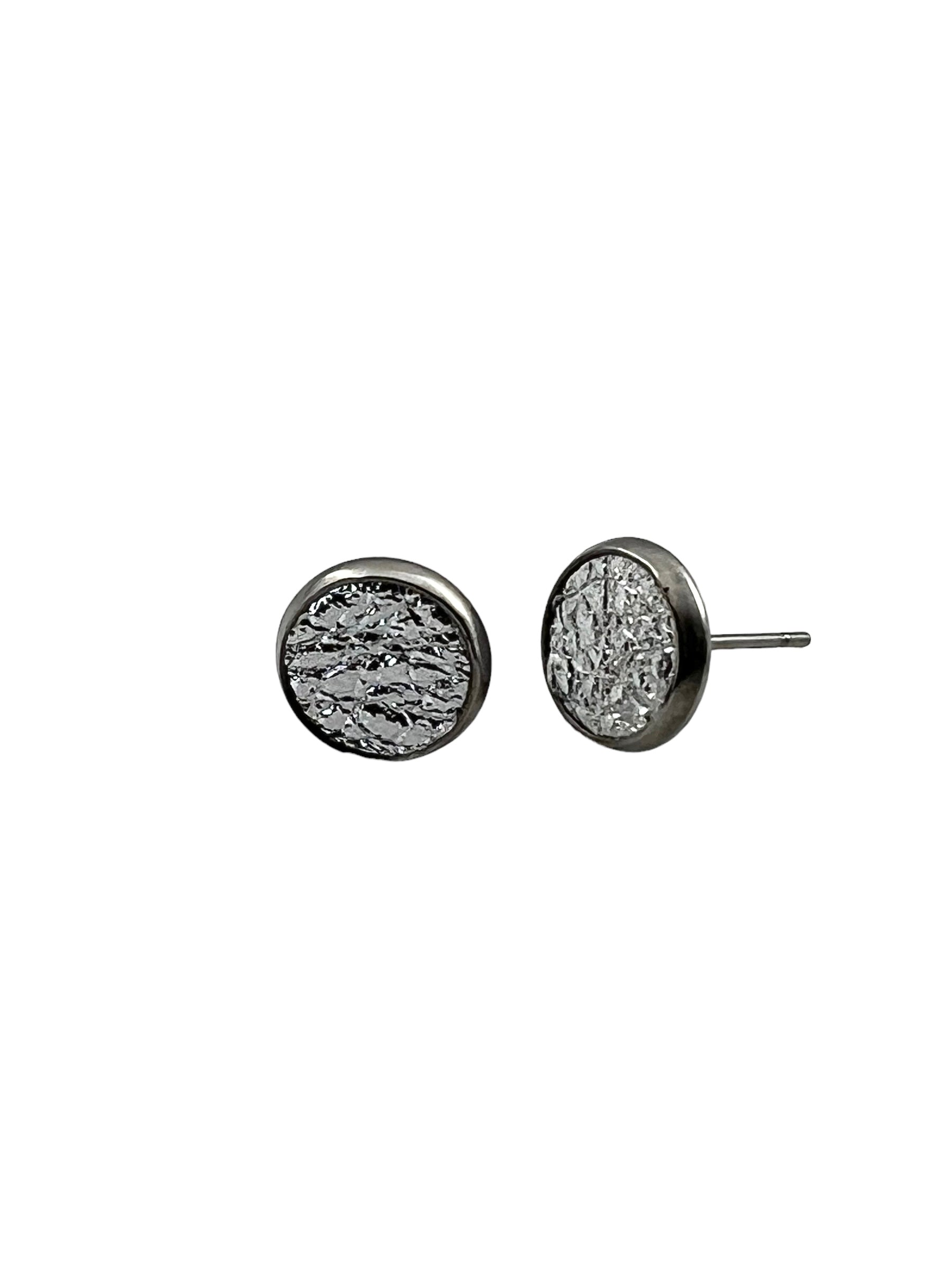 Small Surgical Stainless and Leather Stud Earrings
