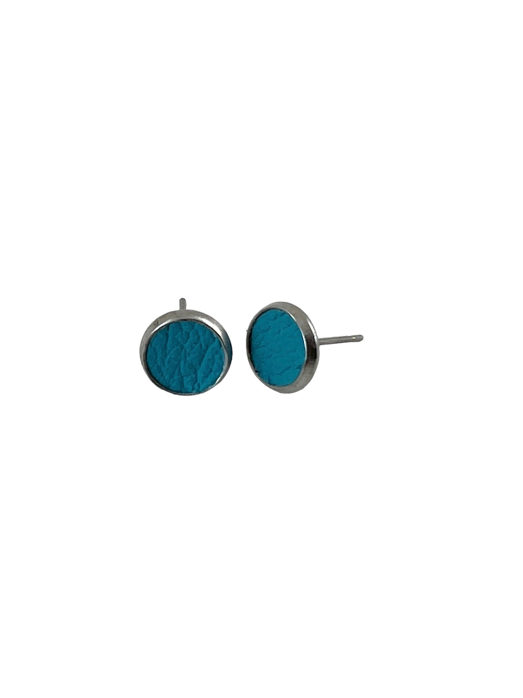 Mini Leather Stud Earrings in Stainless Steel