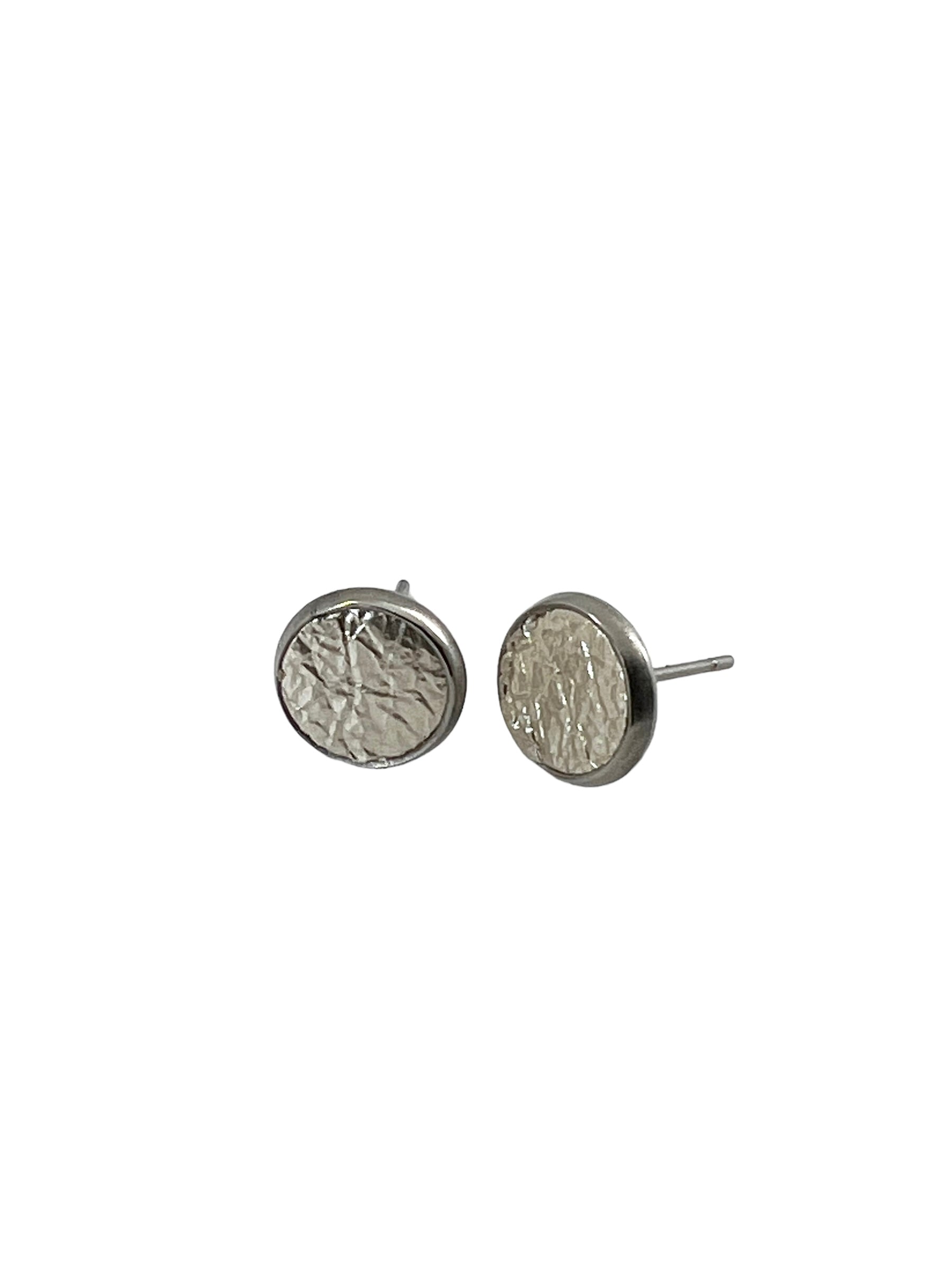 Small Surgical Stainless and Leather Stud Earrings