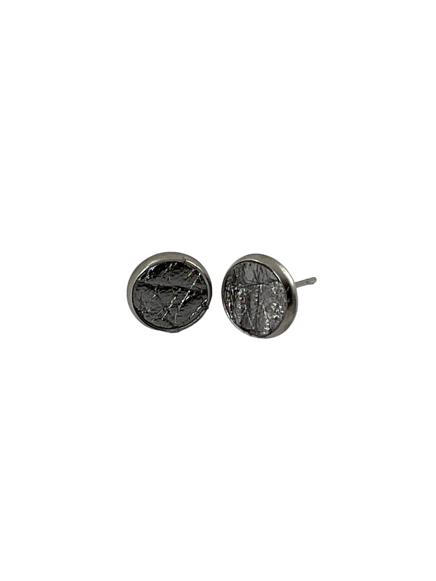 Small Surgical Stainless and Leather Stud Earrings