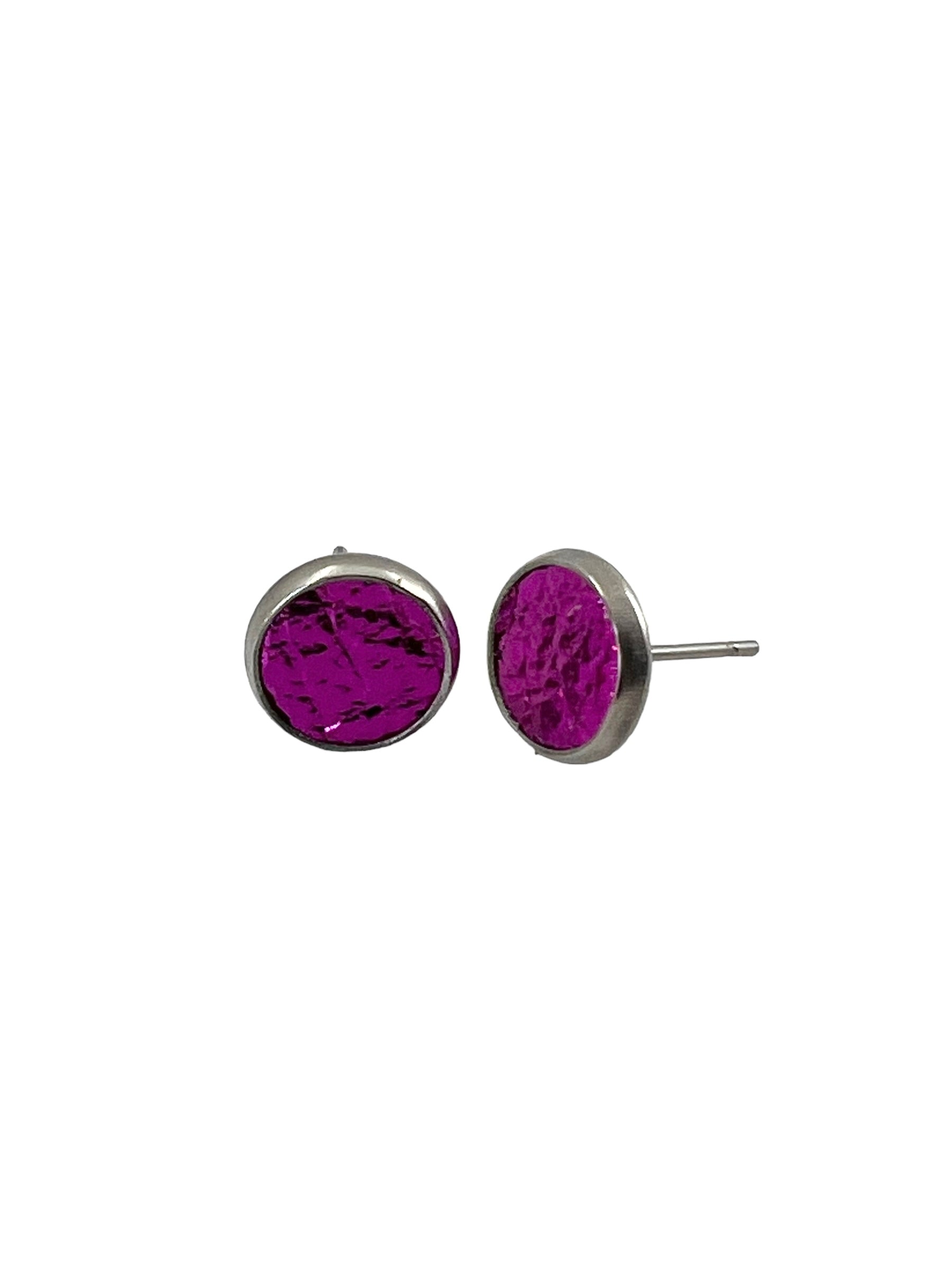 Small Surgical Stainless and Leather Stud Earrings