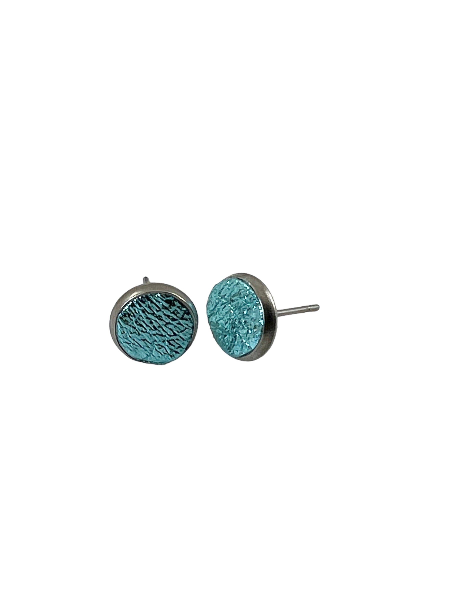 Mini Leather Stud Earrings in Stainless Steel