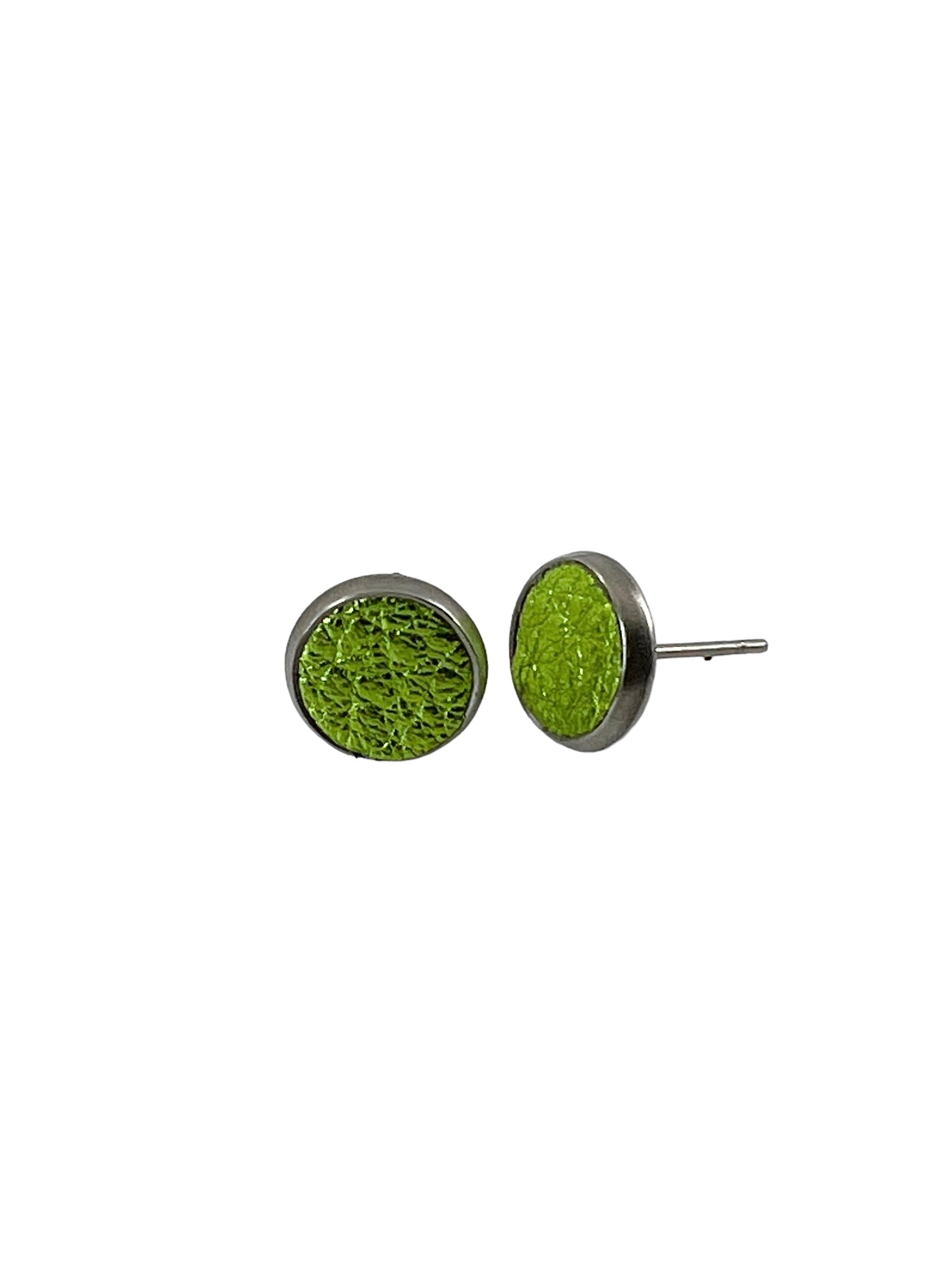 Mini Leather Stud Earrings in Stainless Steel