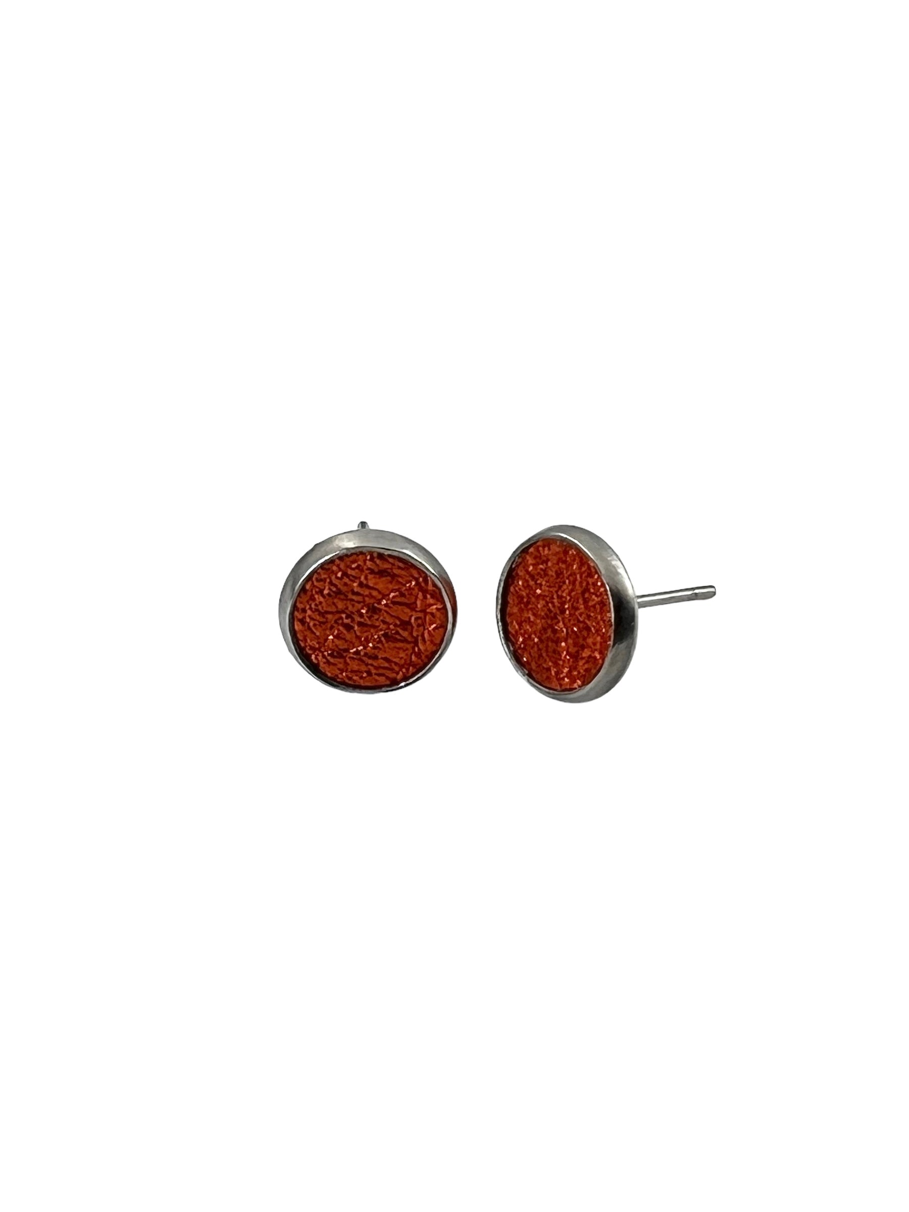 Small Surgical Stainless and Leather Stud Earrings