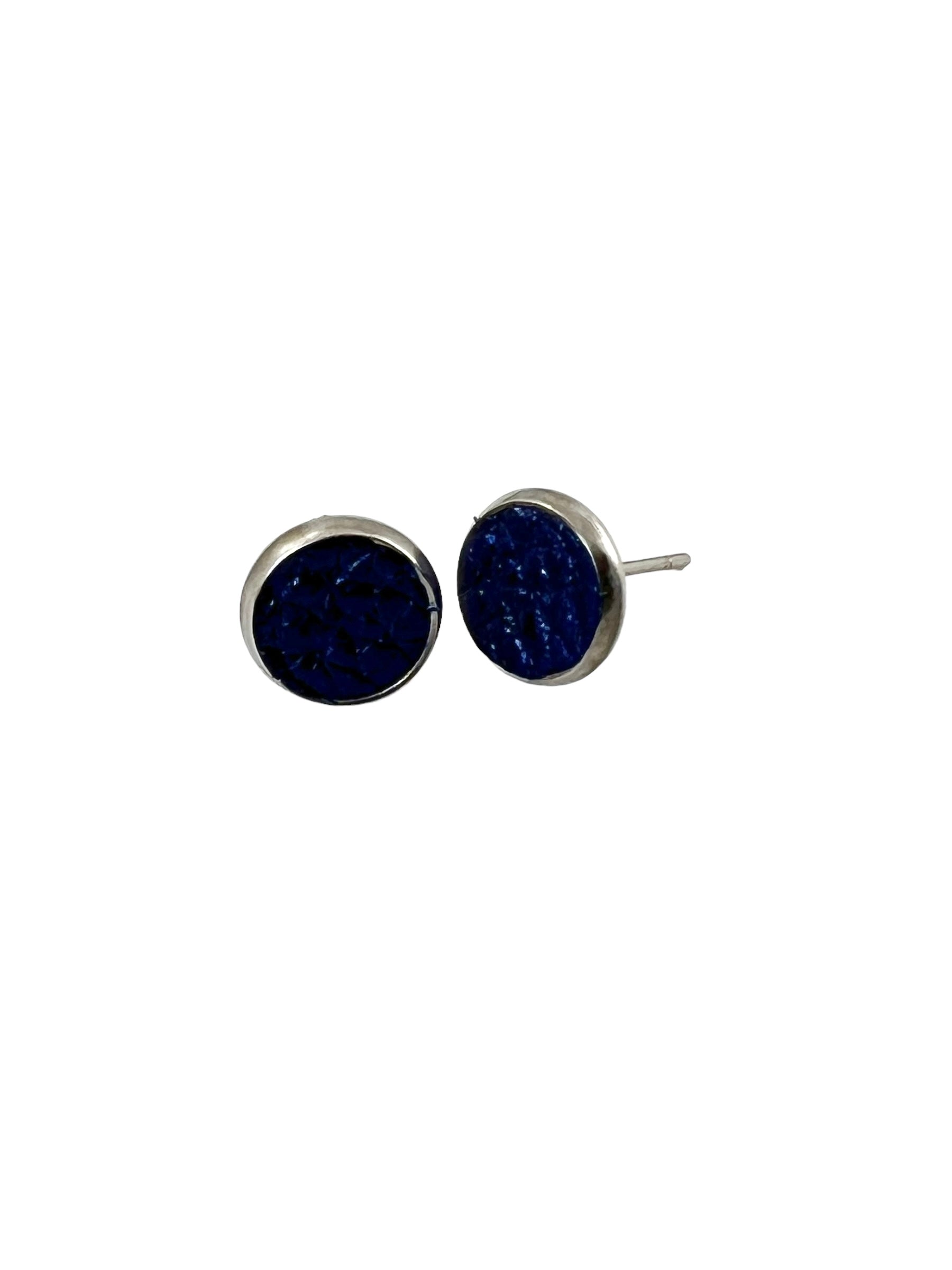 Mini Leather Stud Earrings in Stainless Steel