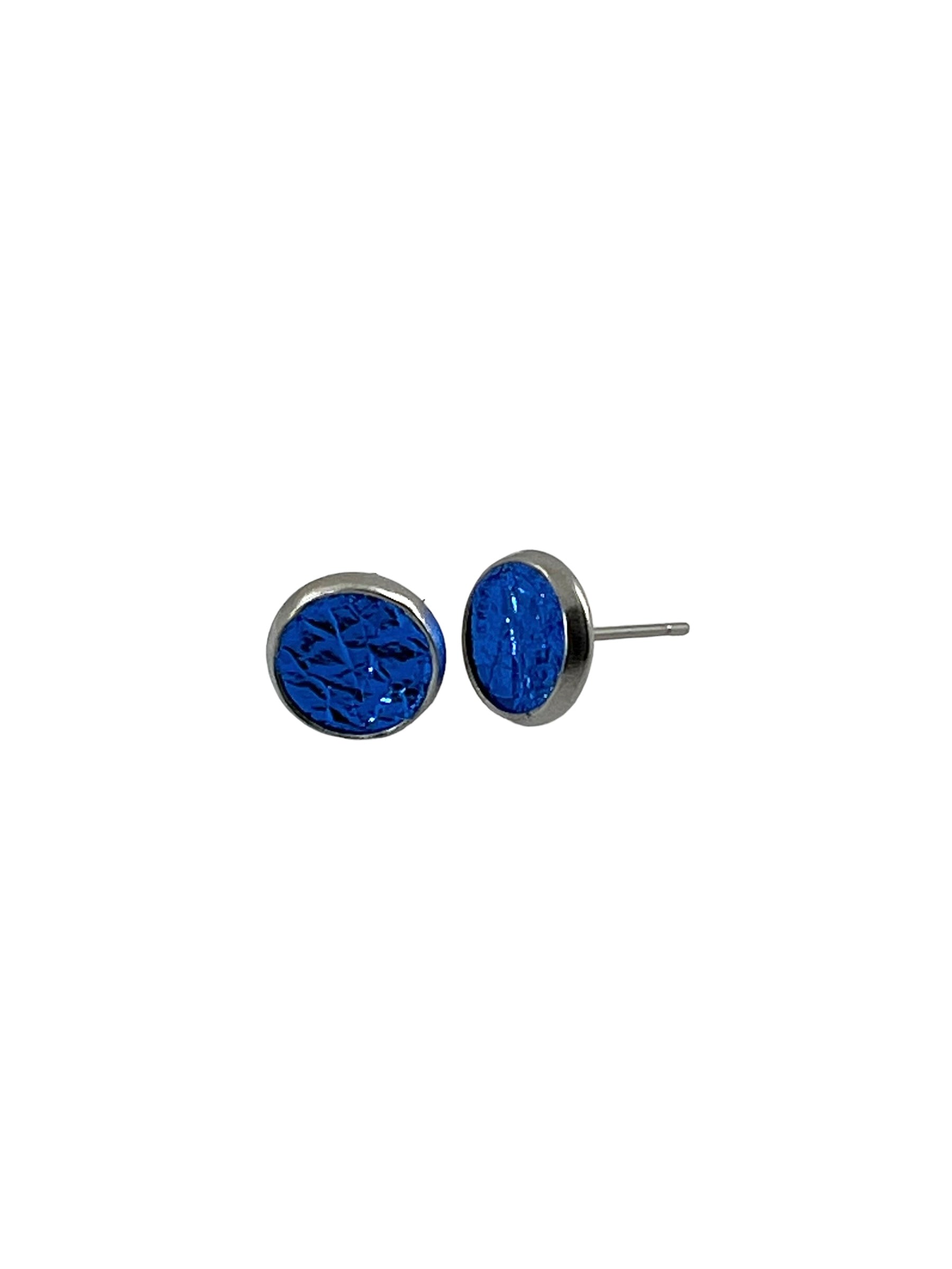Mini Leather Stud Earrings in Stainless Steel