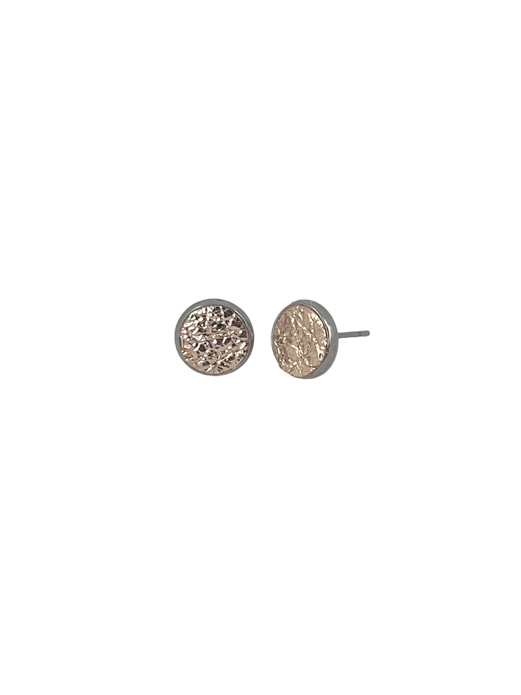Small Surgical Stainless and Leather Stud Earrings
