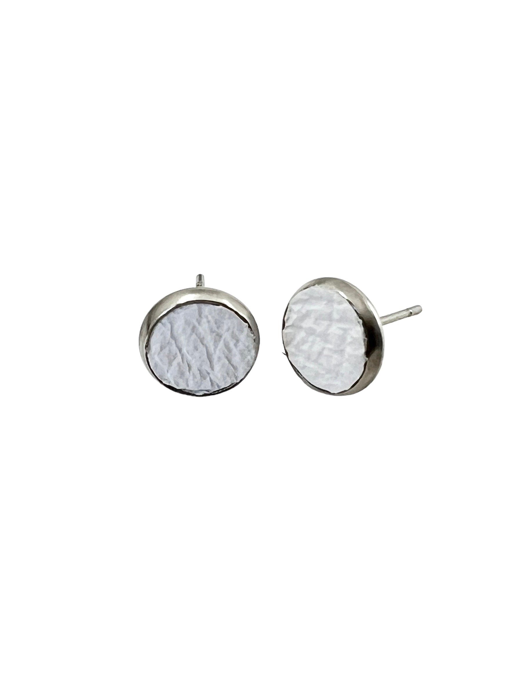 Mini Leather Stud Earrings in Stainless Steel