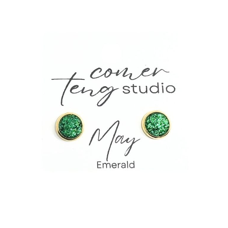 Birth Month Leather Stud Earrings