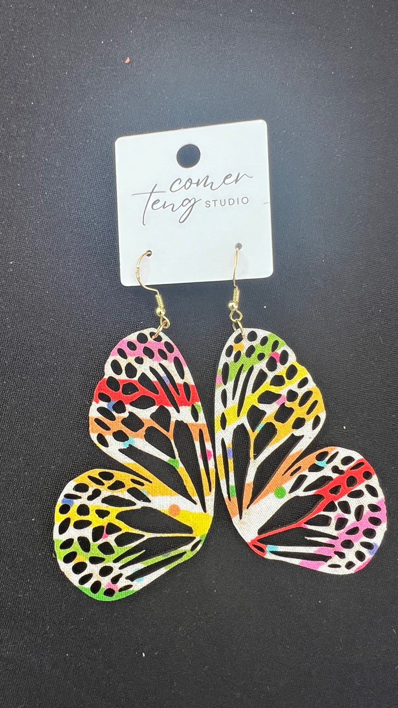 Striped Rainbow Butterfly Earrings