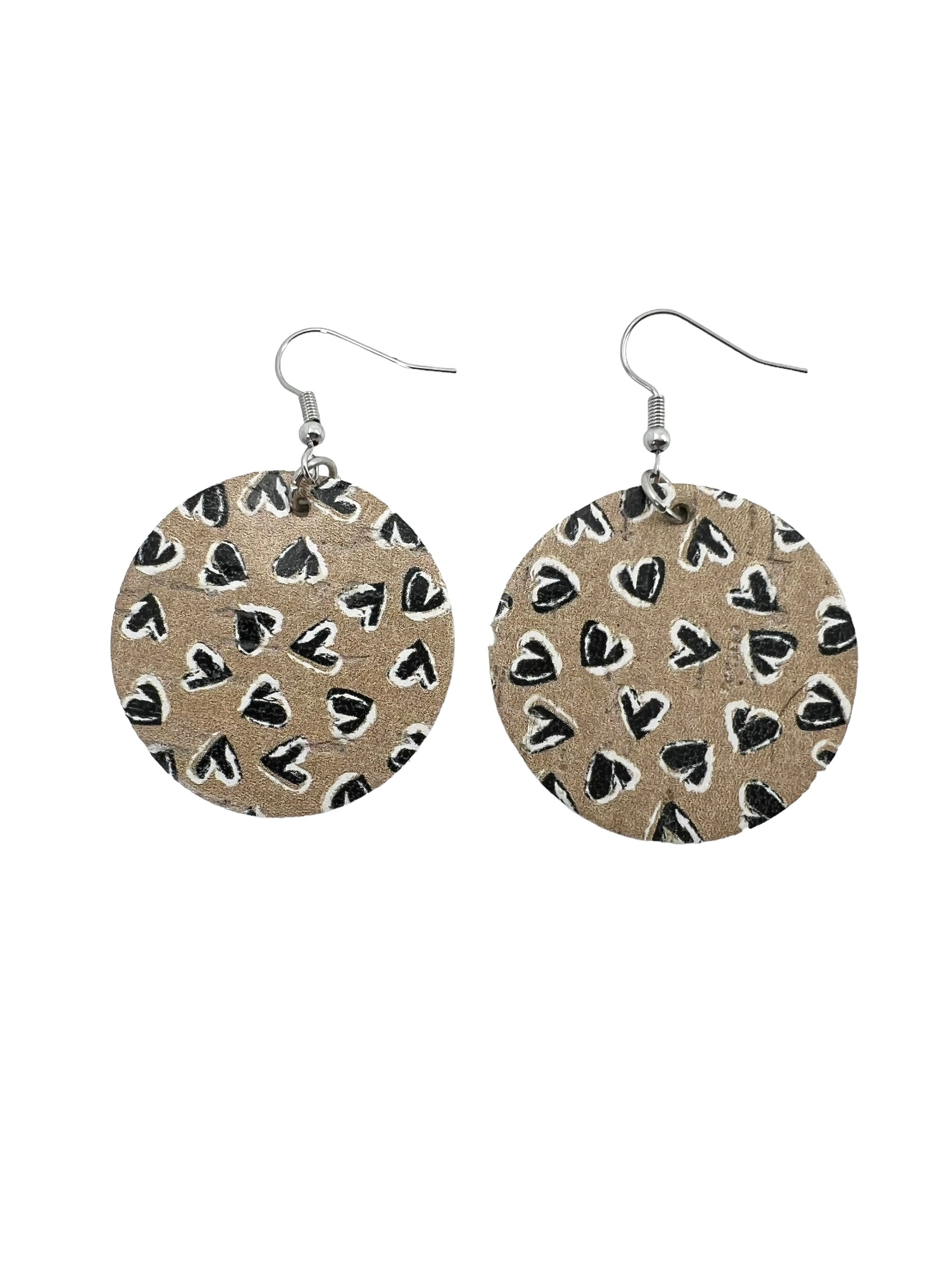 Black Heart Cork Earrings