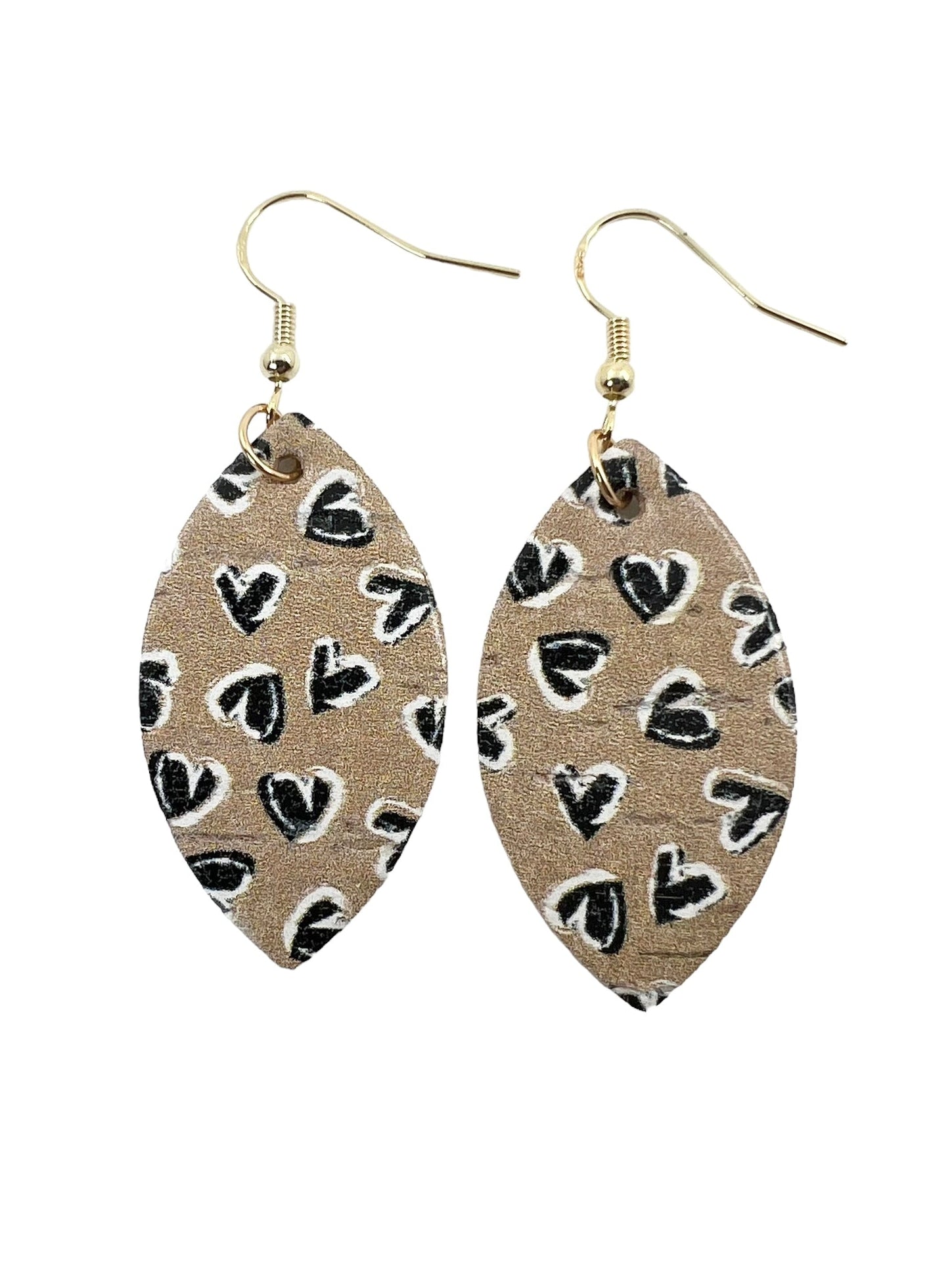 Black Heart Cork Earrings