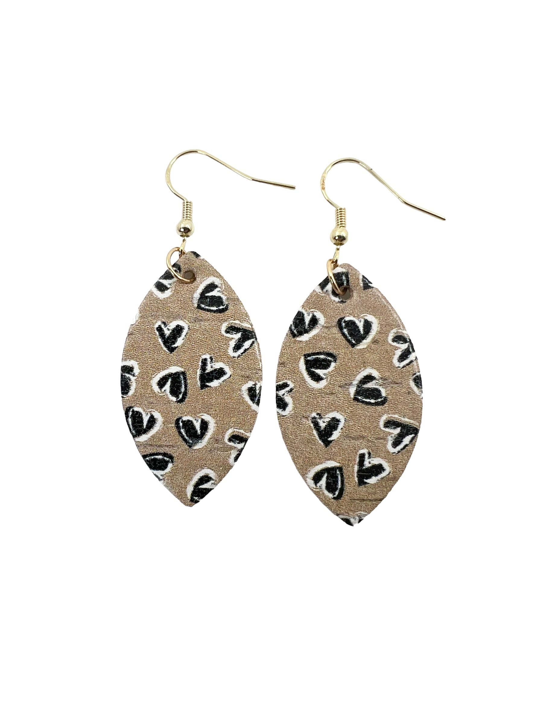 Black Heart Cork Earrings