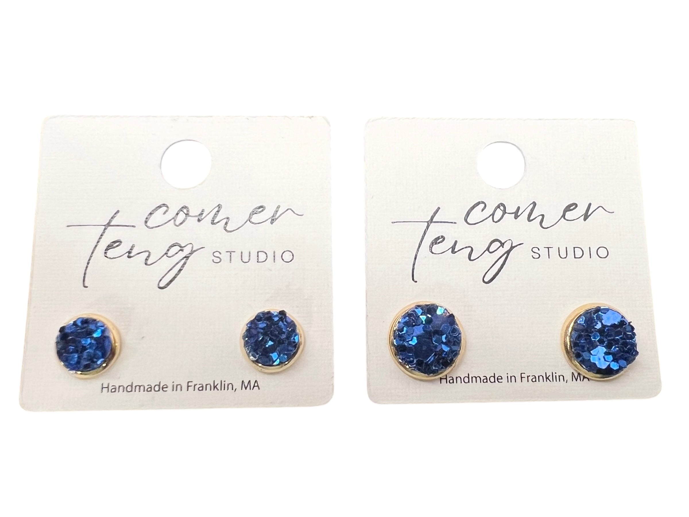 Blue Sparkle Stud Earrings