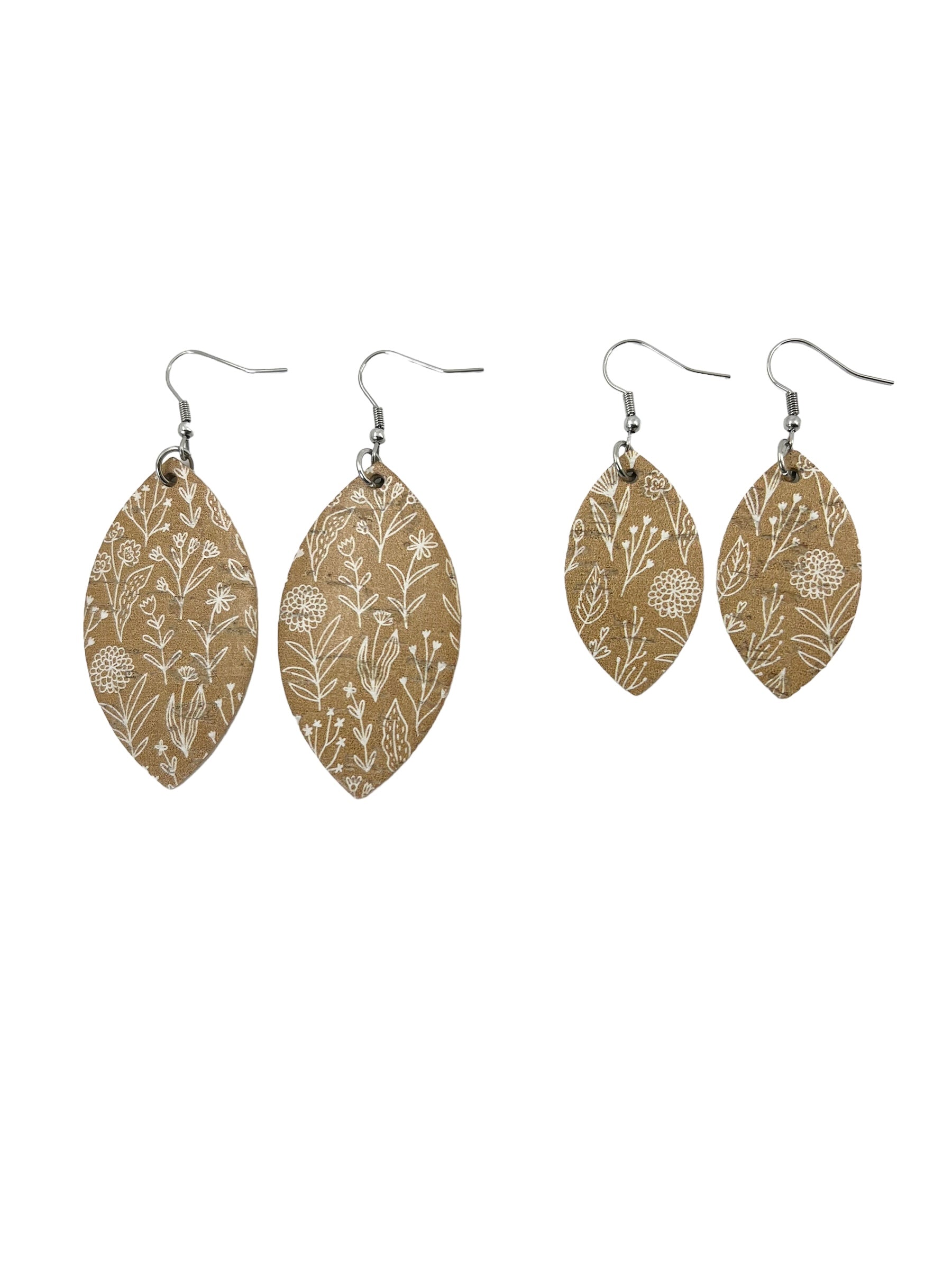 Dark Yellow and White Floral Cork Earrings