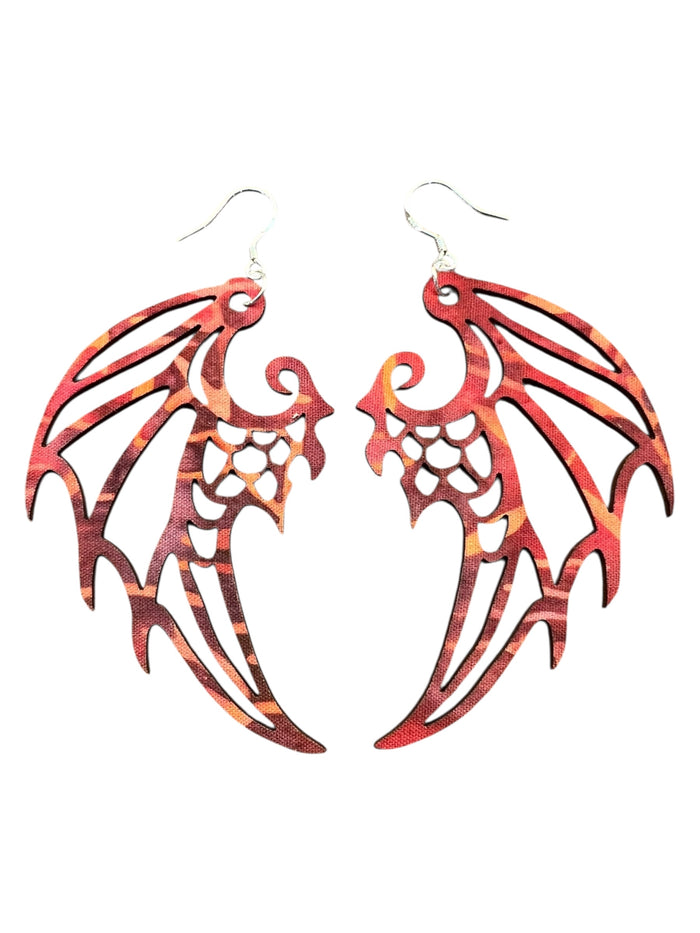 Upcycled Batik Dragon Wing Earrings