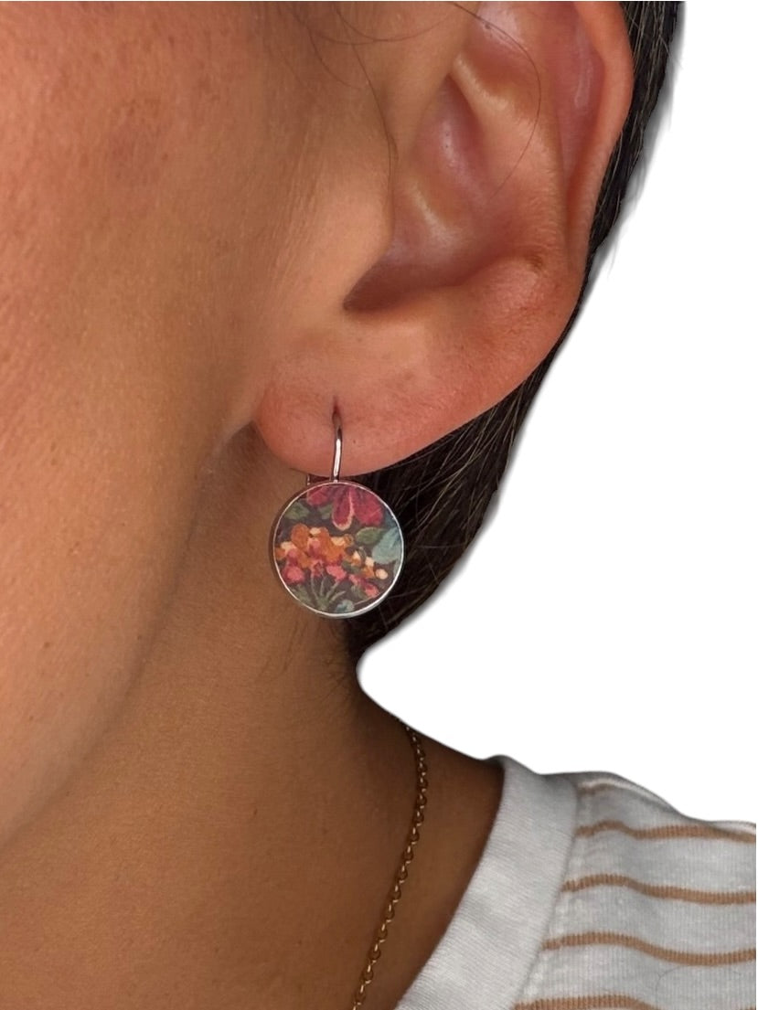 Autumn Floral Cork Leverback Earrings