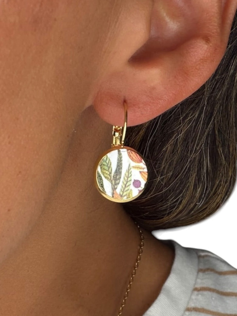 Light Fall Floral Leverback Earrings