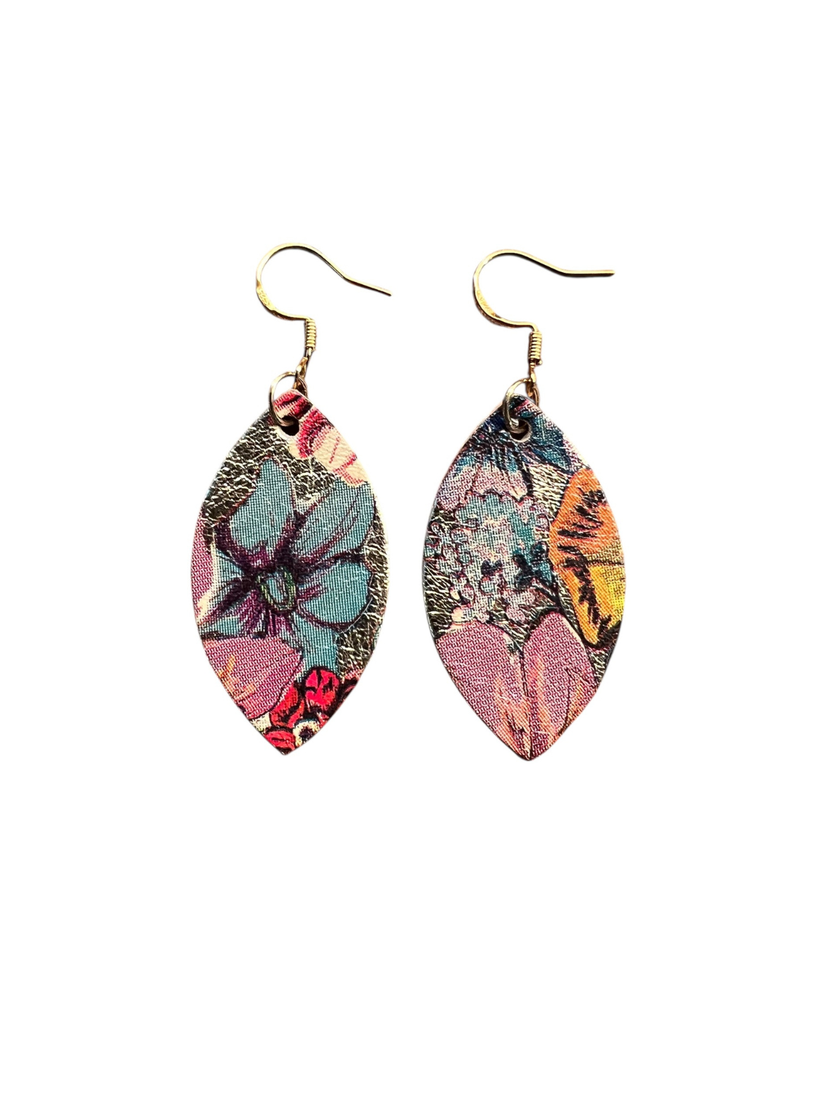 Funky Floral Leather Fishtail Mini Leaf Earrings